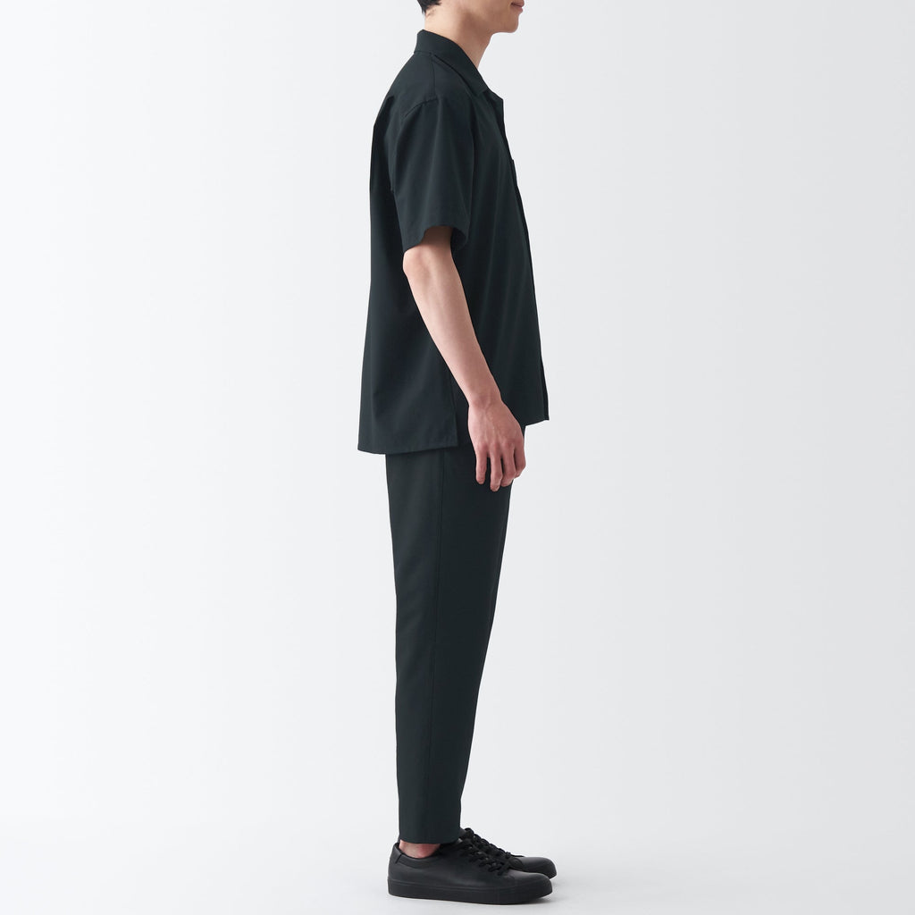 Men's Seersucker Open Collar Short Sleeve Shirt