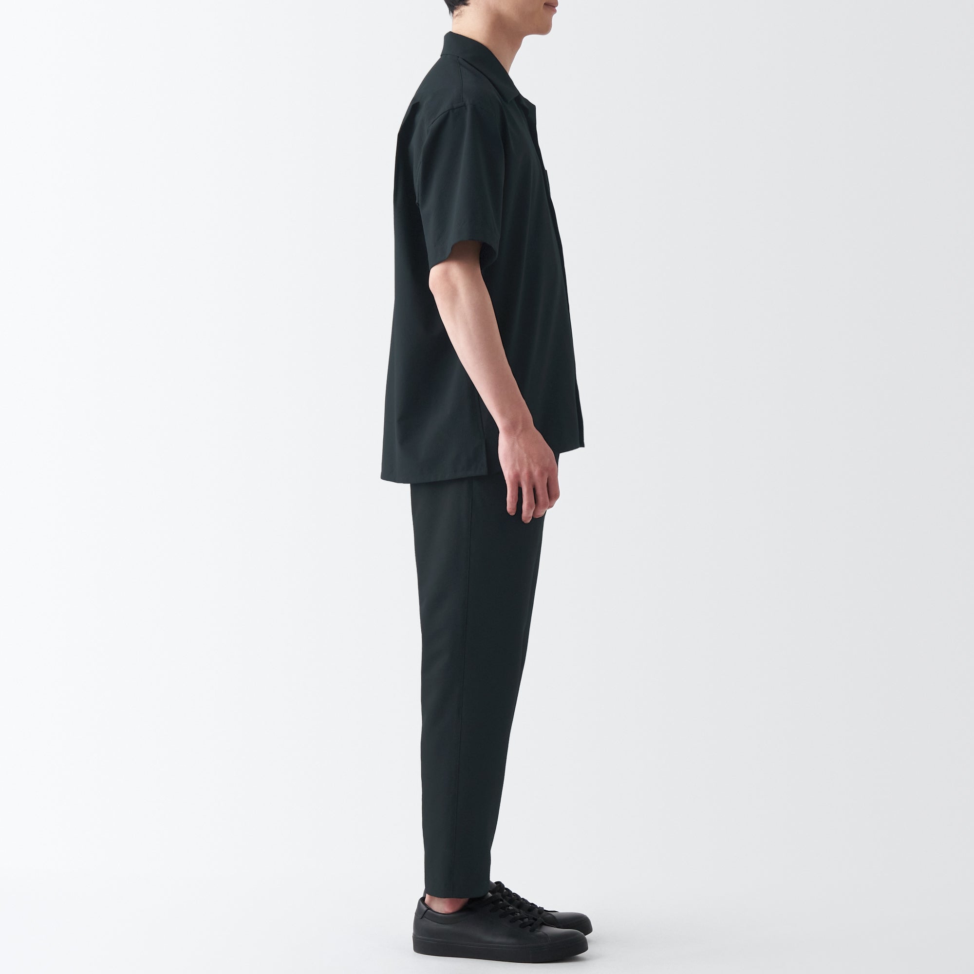 Men's Seersucker Open Collar Short Sleeve Shirt