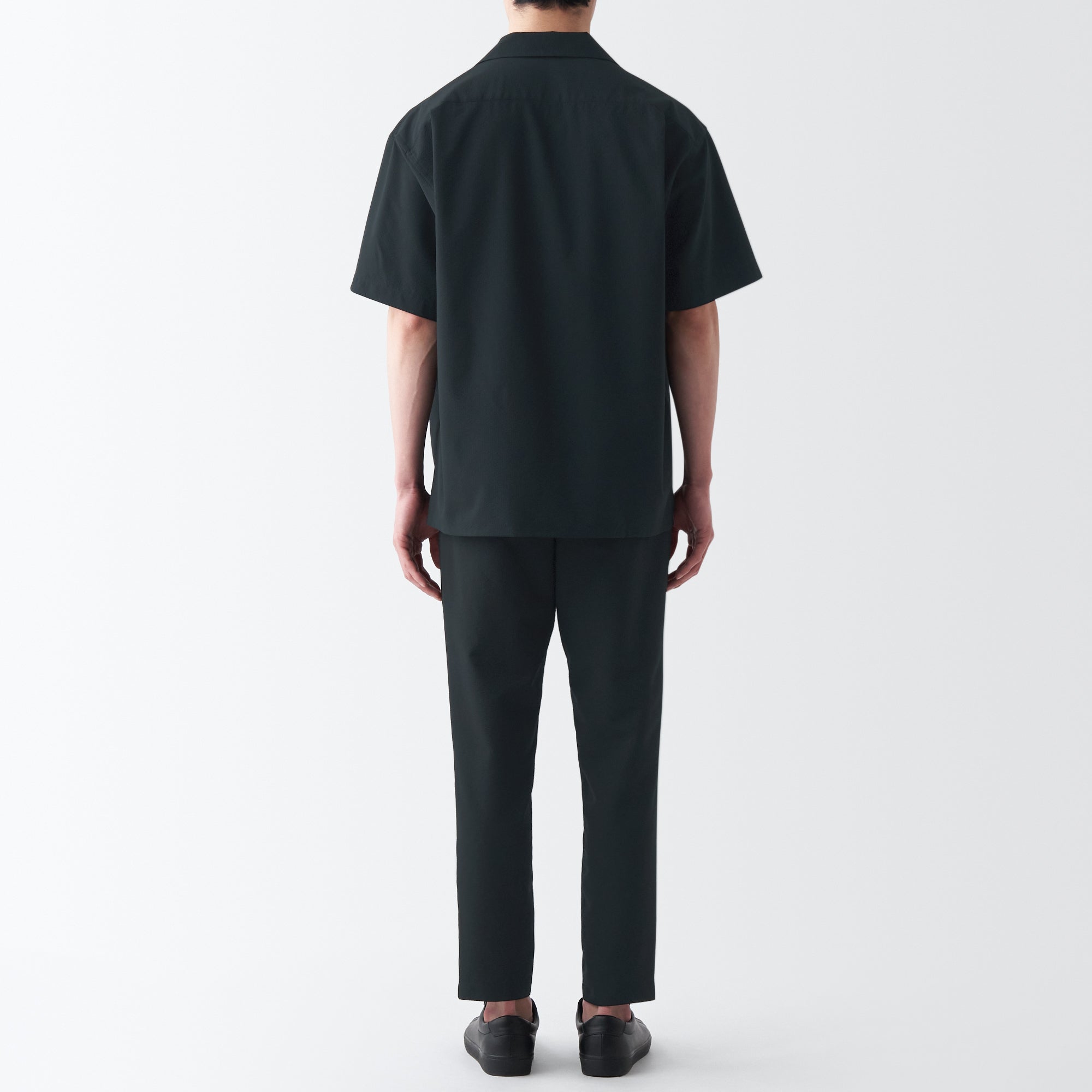 Men's Seersucker Open Collar Short Sleeve Shirt