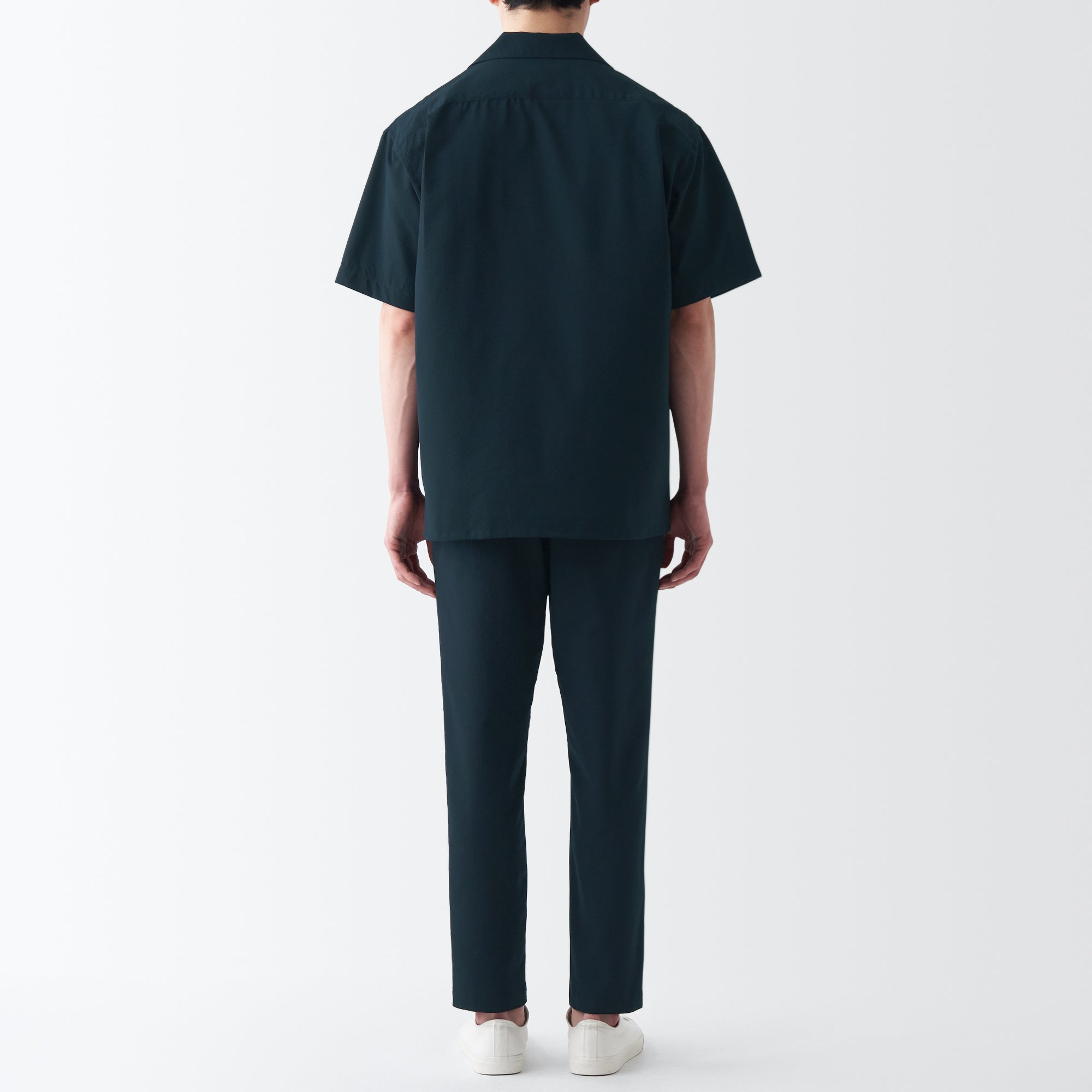 Men's Seersucker Open Collar Short Sleeve Shirt