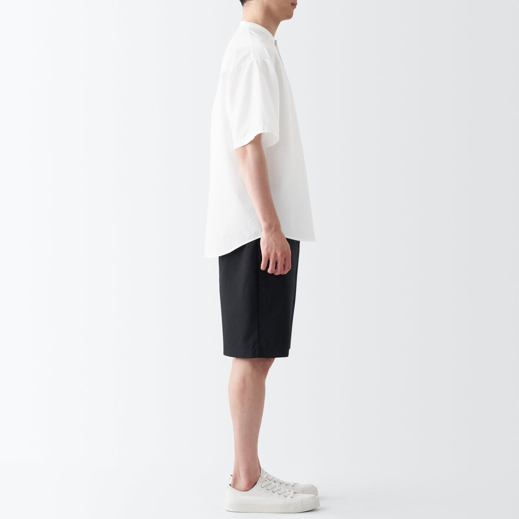 Men's Seersucker Henry Neck Woven T-Shirt