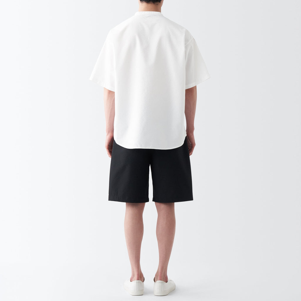 Men's Seersucker Henry Neck Woven T-Shirt