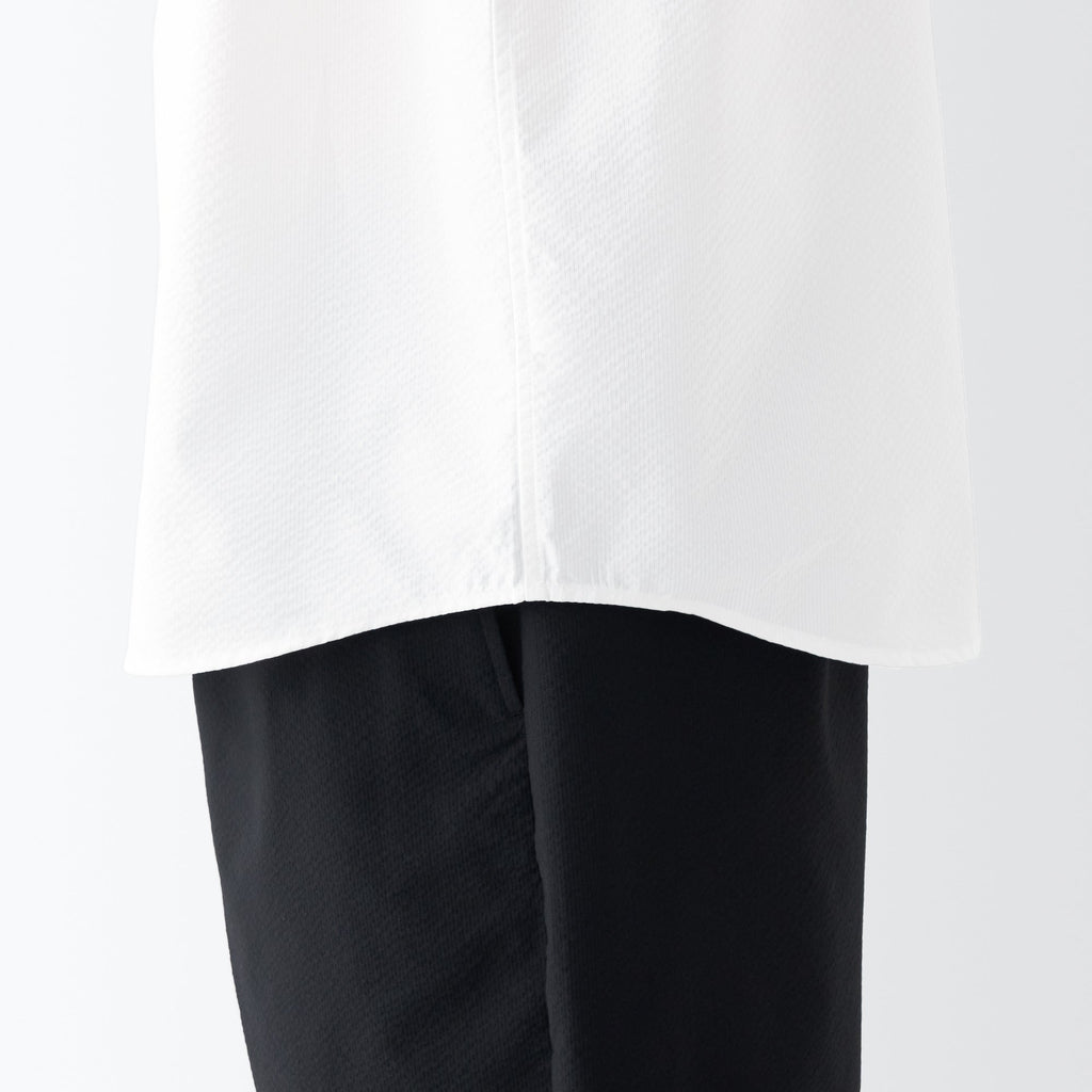 Men's Seersucker Henry Neck Woven T-Shirt