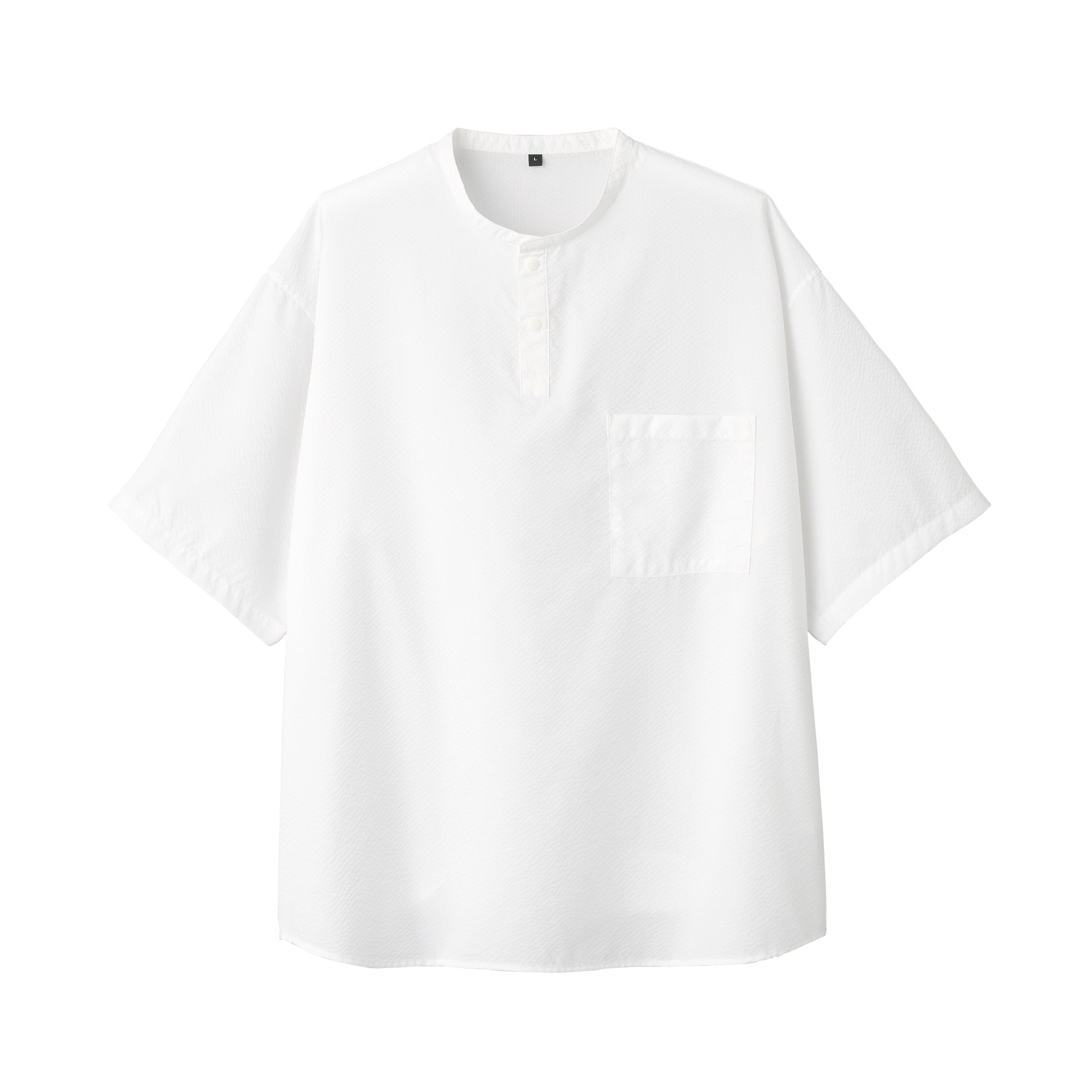 Men's Seersucker Henry Neck Woven T-Shirt