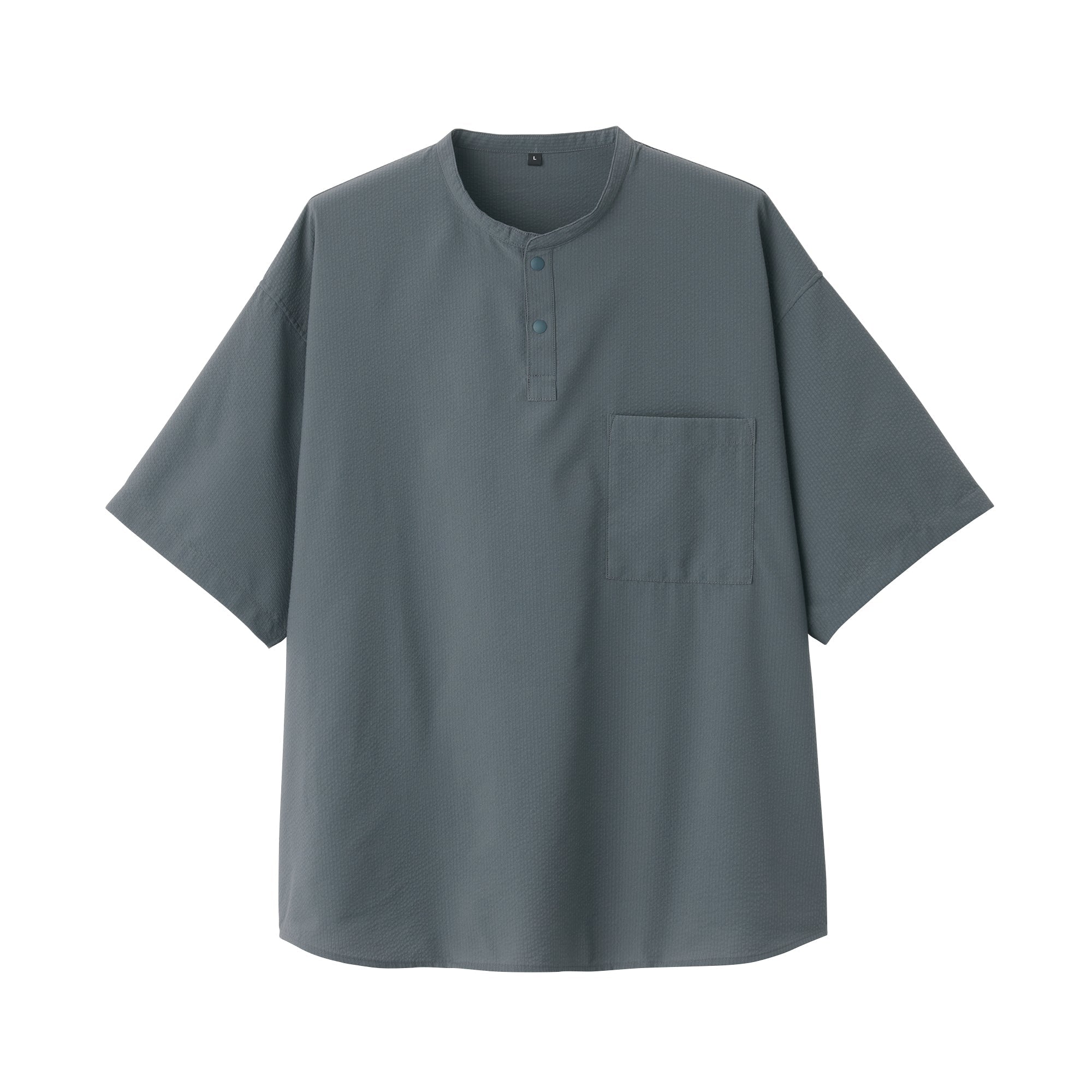 Men's Seersucker Henry Neck Woven T-Shirt