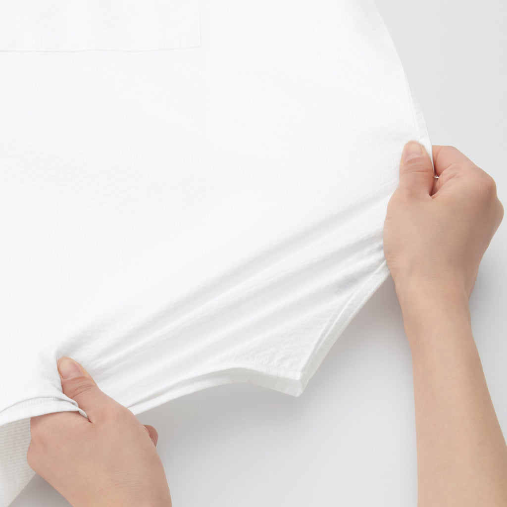 Men's Seersucker Henry Neck Woven T-Shirt