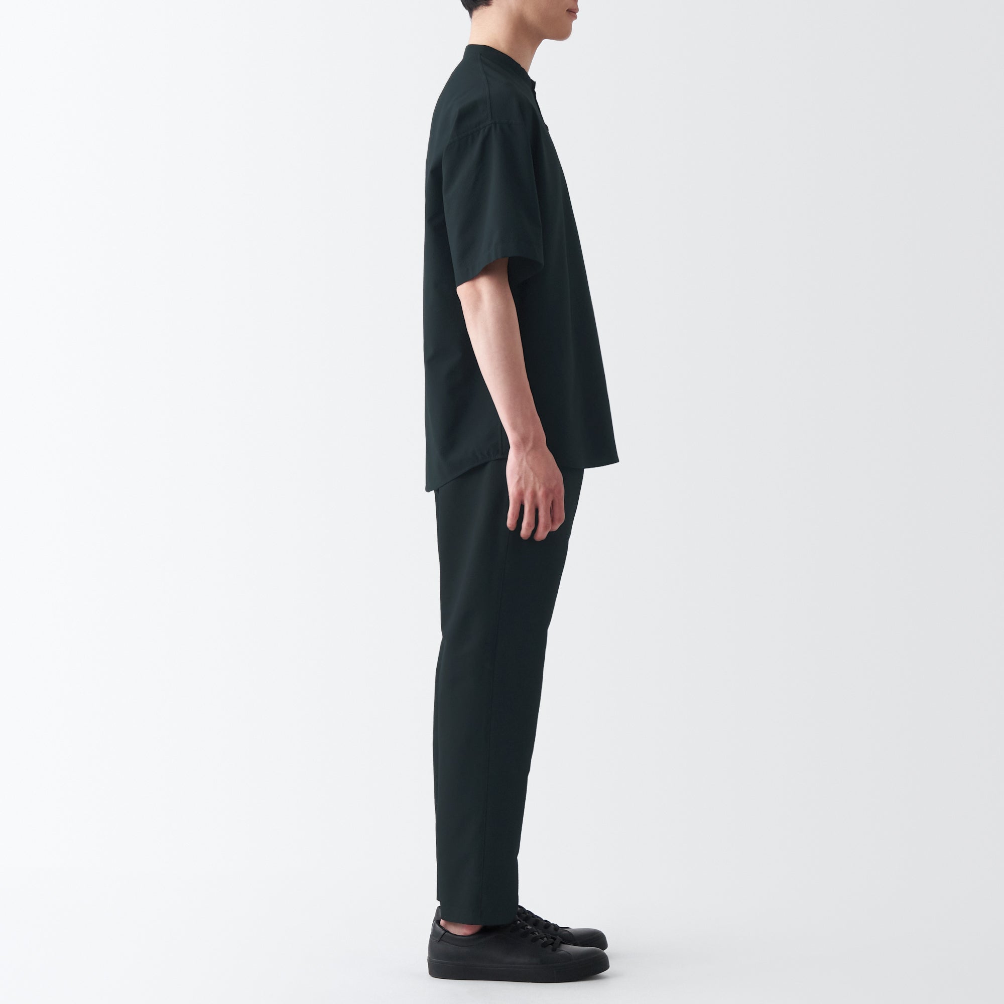 Men's Seersucker Henry Neck Woven T-Shirt