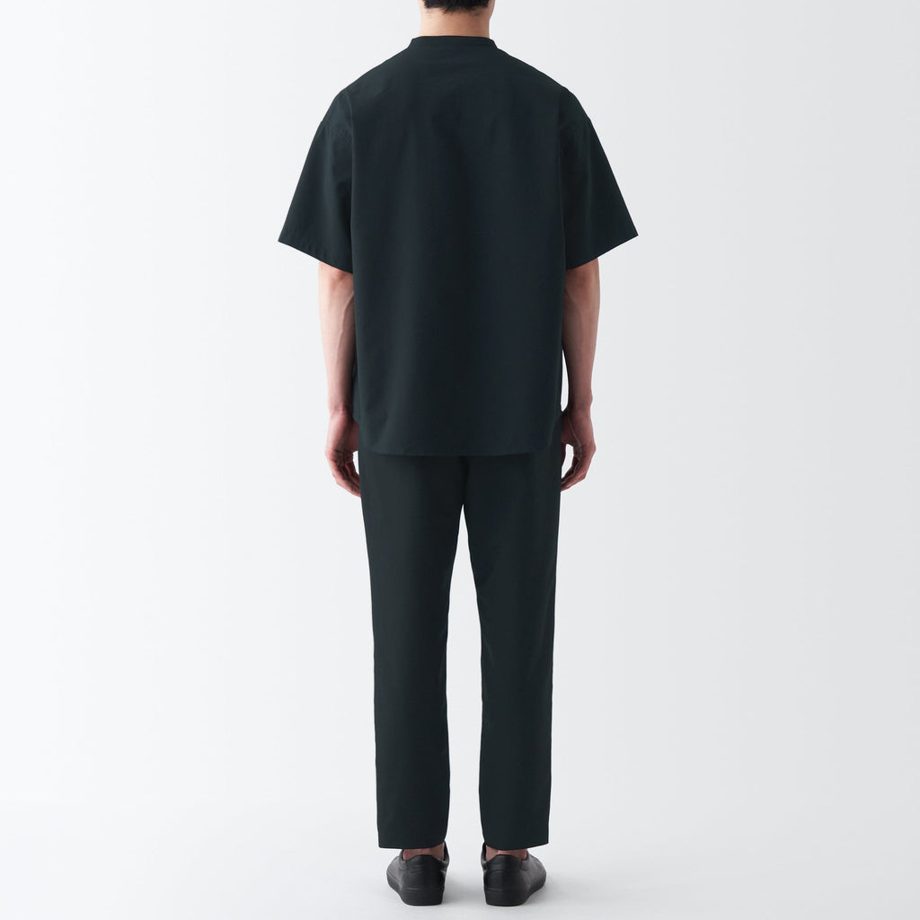 Men's Seersucker Henry Neck Woven T-Shirt