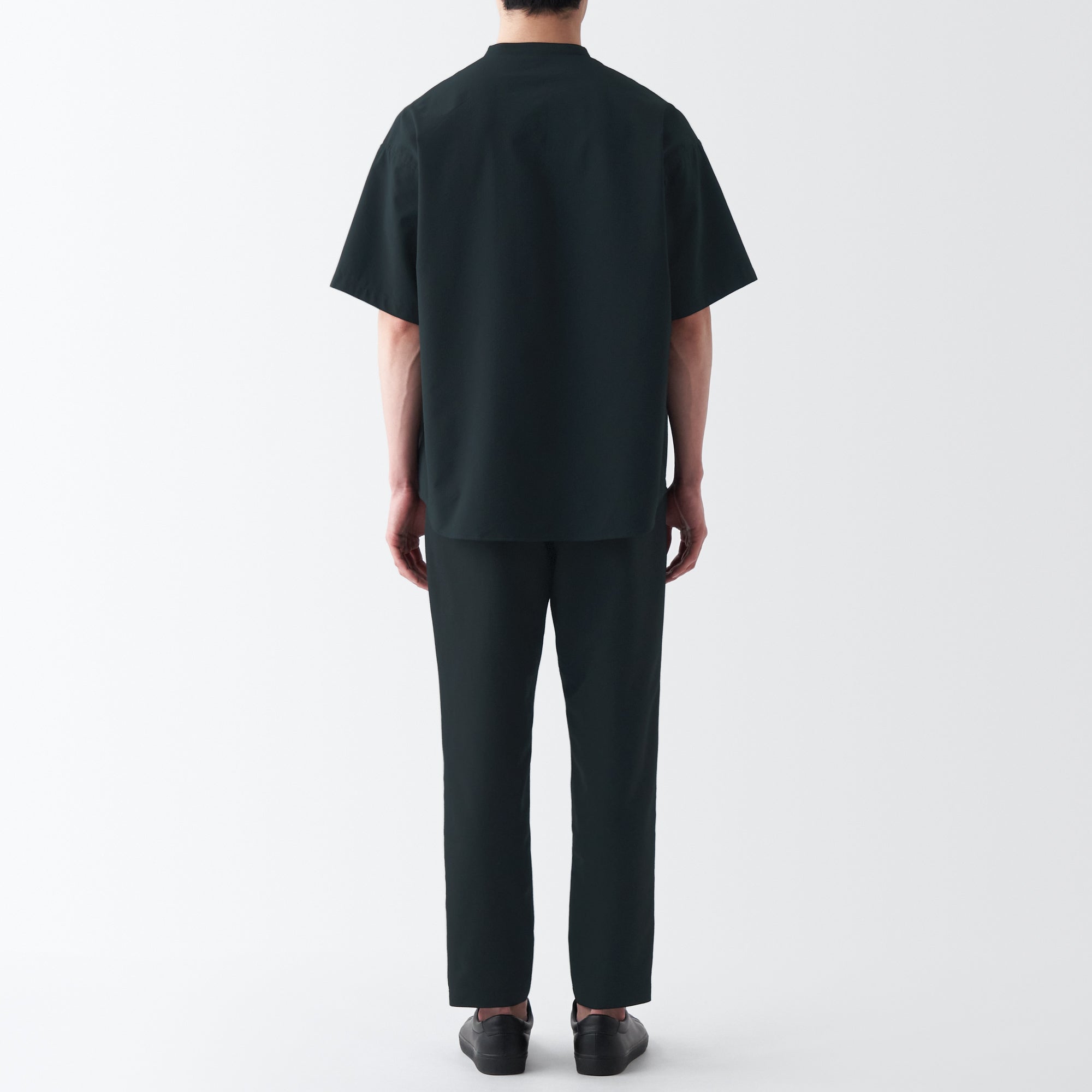 Men's Seersucker Henry Neck Woven T-Shirt