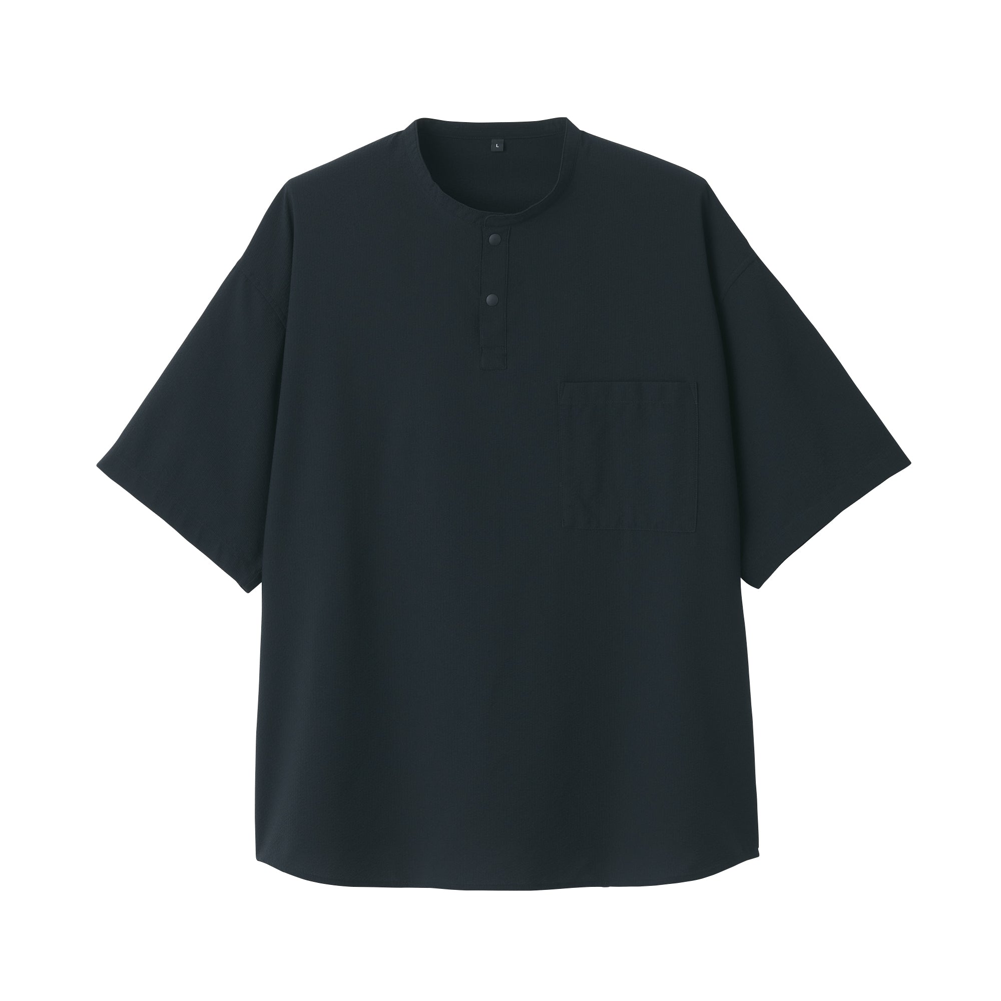 Men's Seersucker Henry Neck Woven T-Shirt