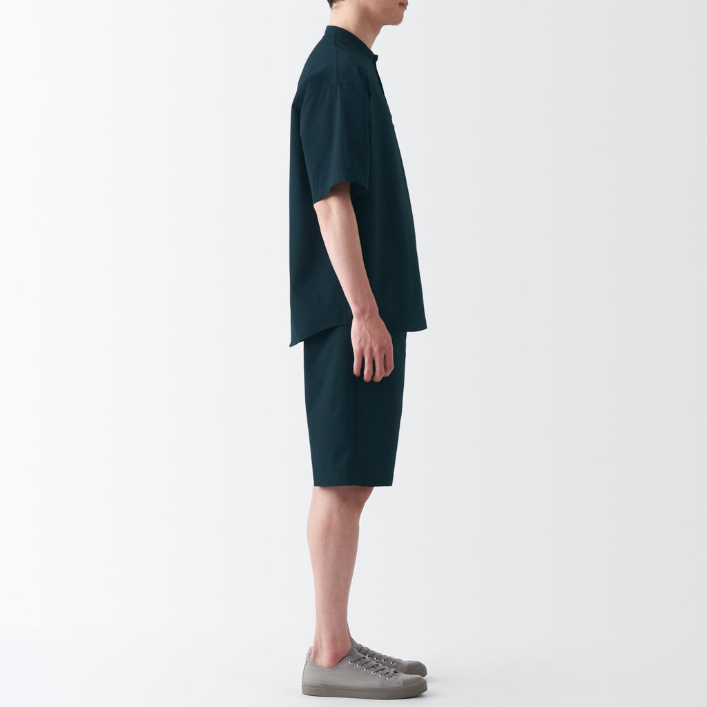 Men's Seersucker Henry Neck Woven T-Shirt