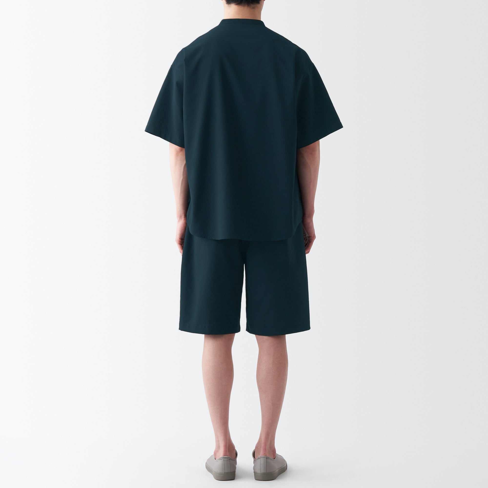 Men's Seersucker Henry Neck Woven T-Shirt