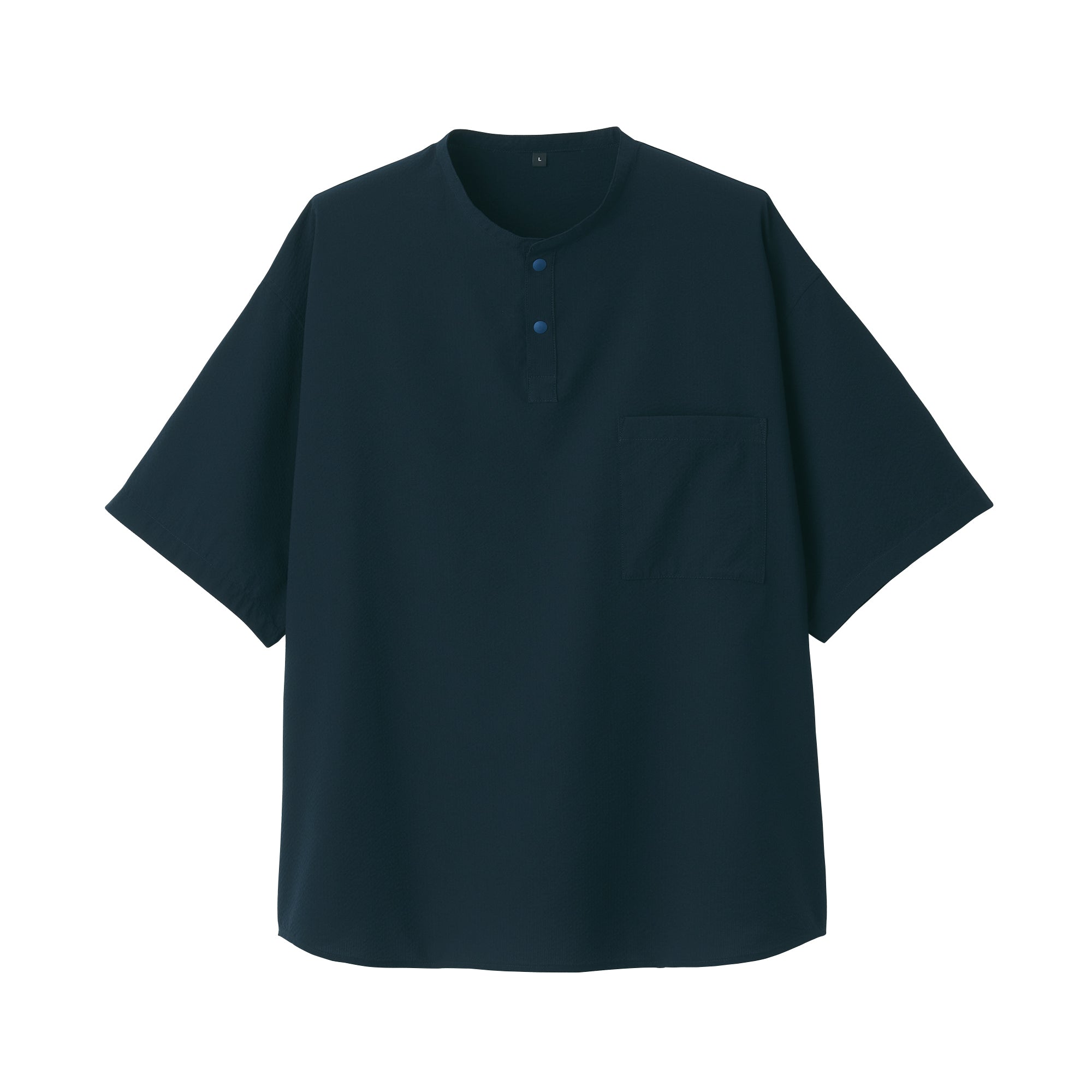 Men's Seersucker Henry Neck Woven T-Shirt