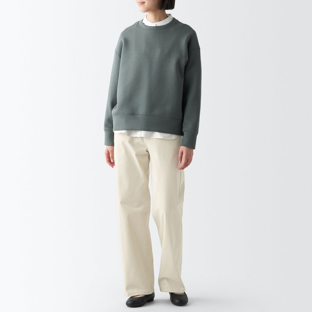 Women's 4-Way Stretch Chino Wide Straight Pants (L 32inch / 80cm)