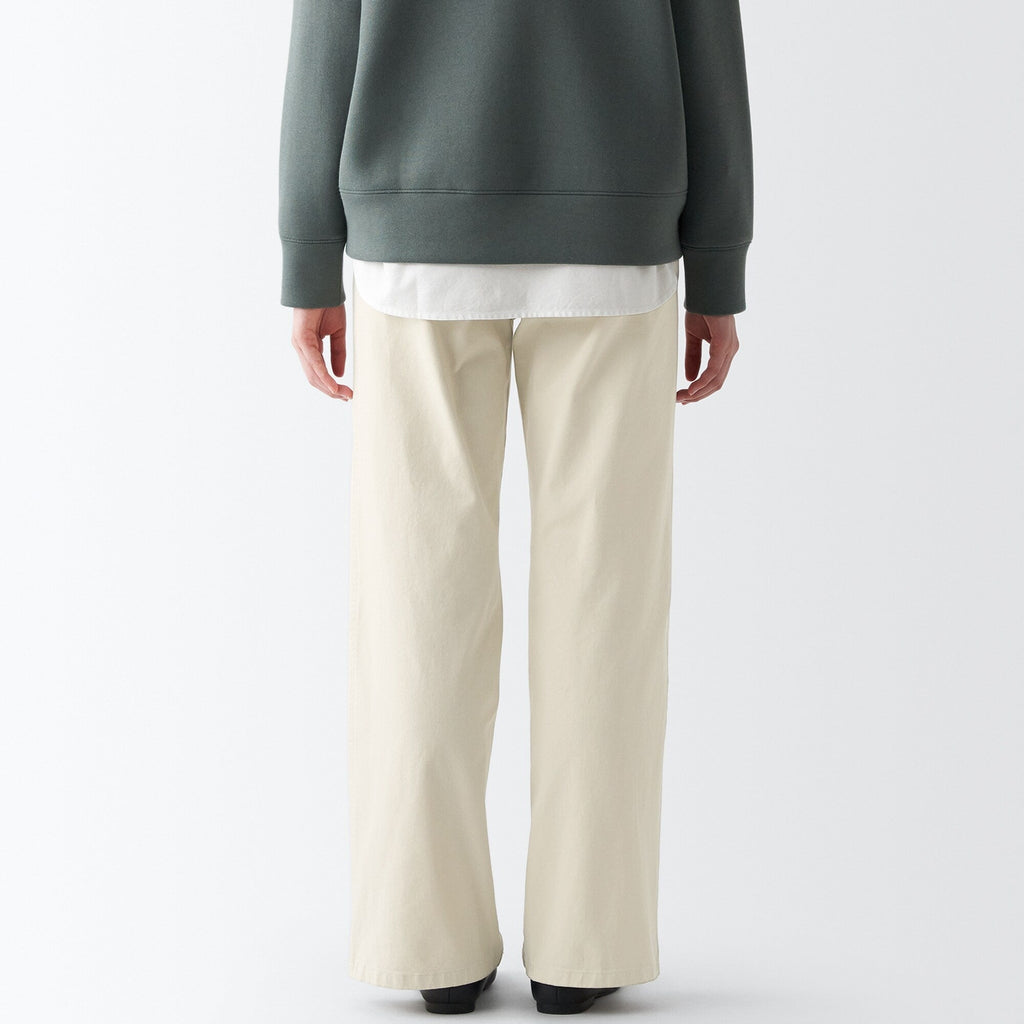 Women's 4-Way Stretch Chino Wide Straight Pants (L 32inch / 80cm)