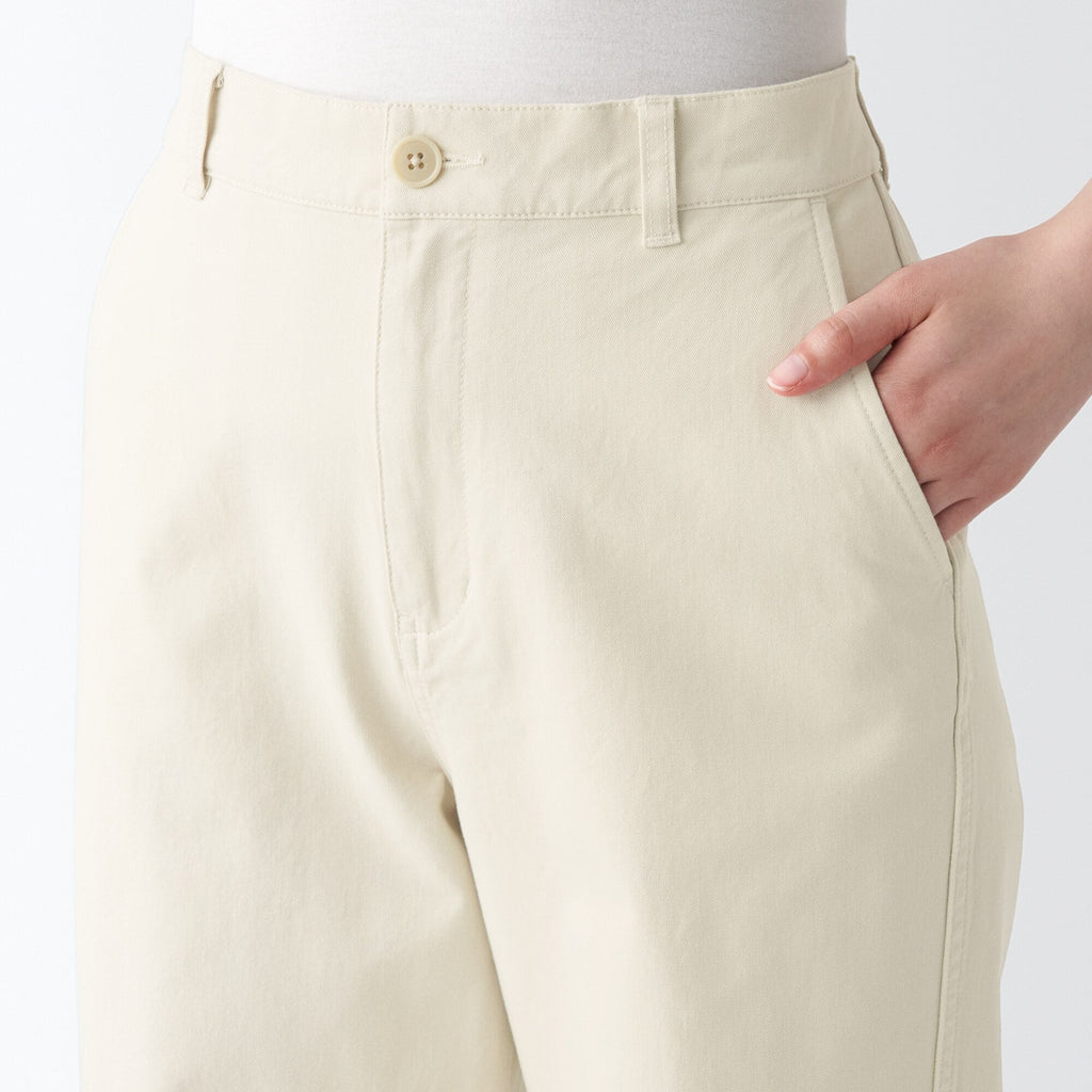 Women's 4-Way Stretch Chino Wide Straight Pants (L 32inch / 80cm)