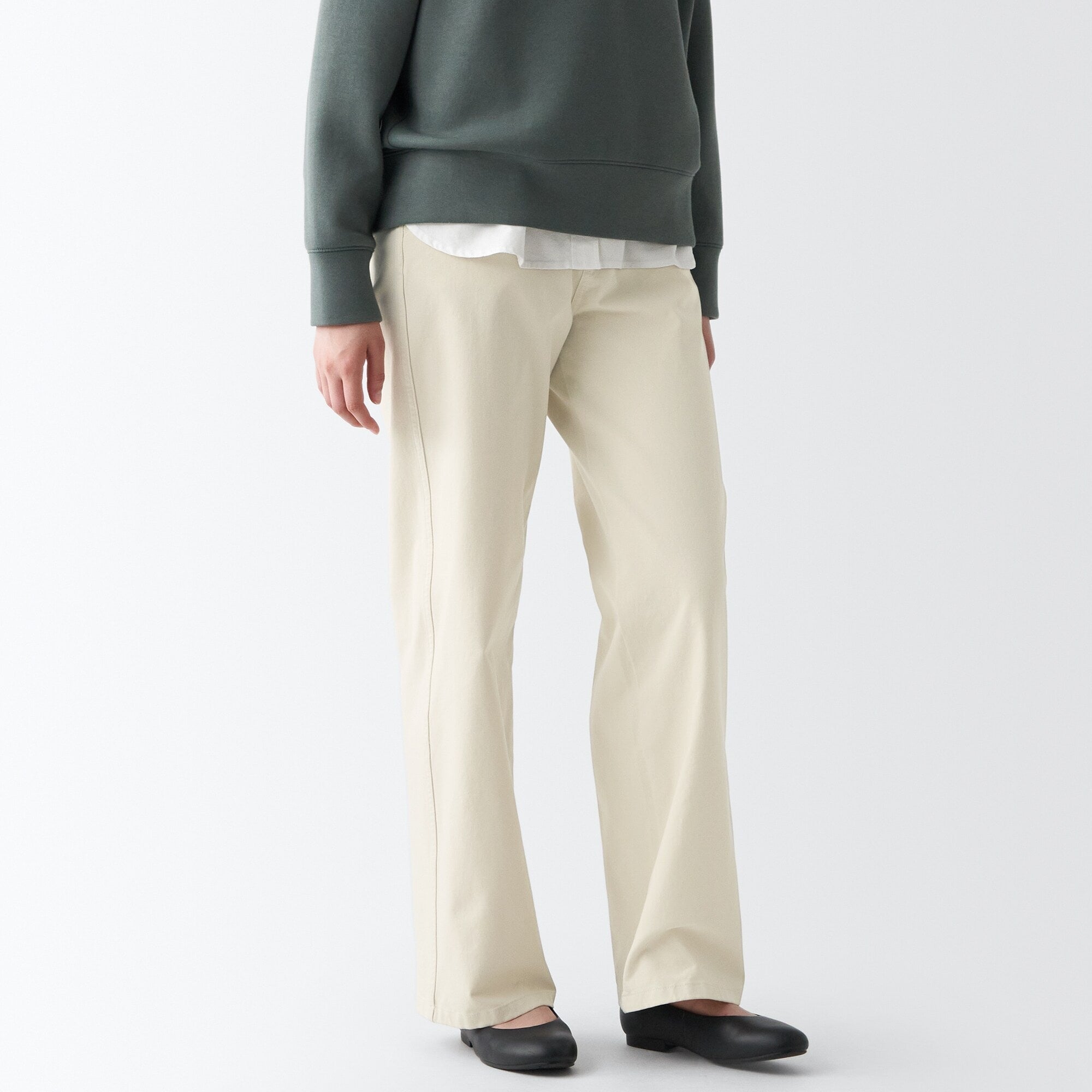 Women's 4-Way Stretch Chino Wide Straight Pants (L 32inch / 80cm)