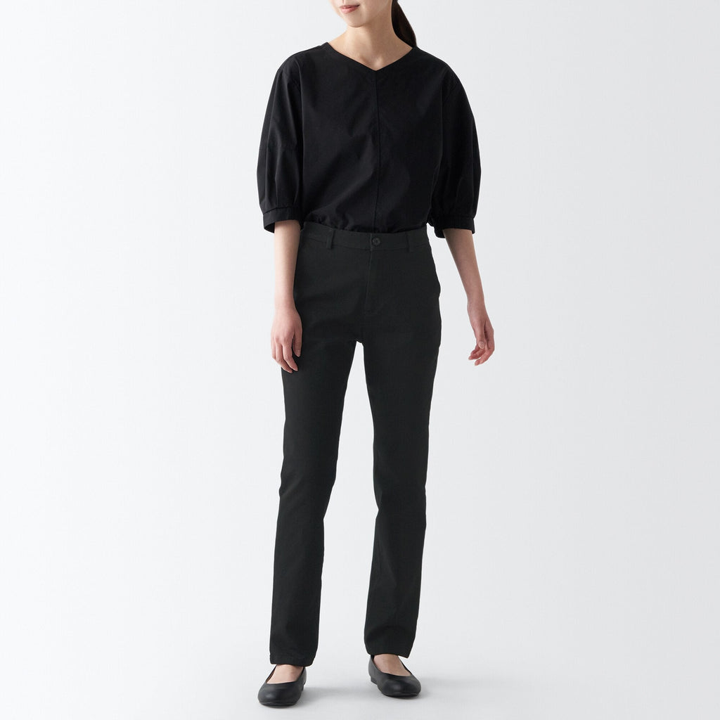 Women's 4-Way Stretch Chino Slim Tapered Pants (L 32inch / 80cm)