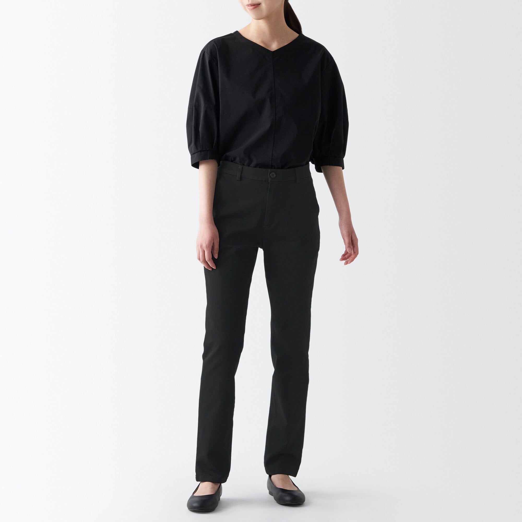 Women's 4-Way Stretch Chino Slim Tapered Pants (L 32inch / 80cm)