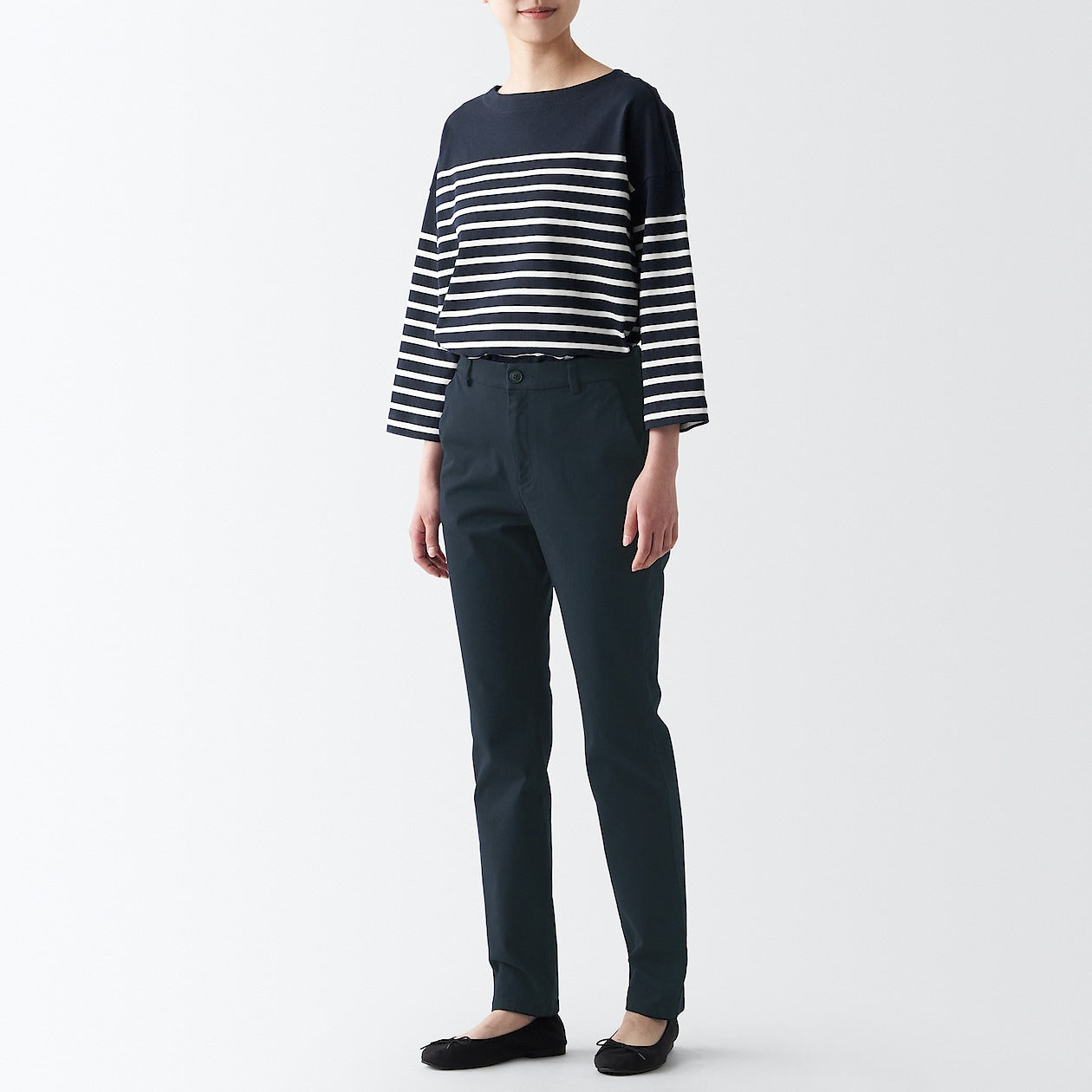 Women's 4-Way Stretch Chino Slim Tapered Pants (L 32inch / 80cm)