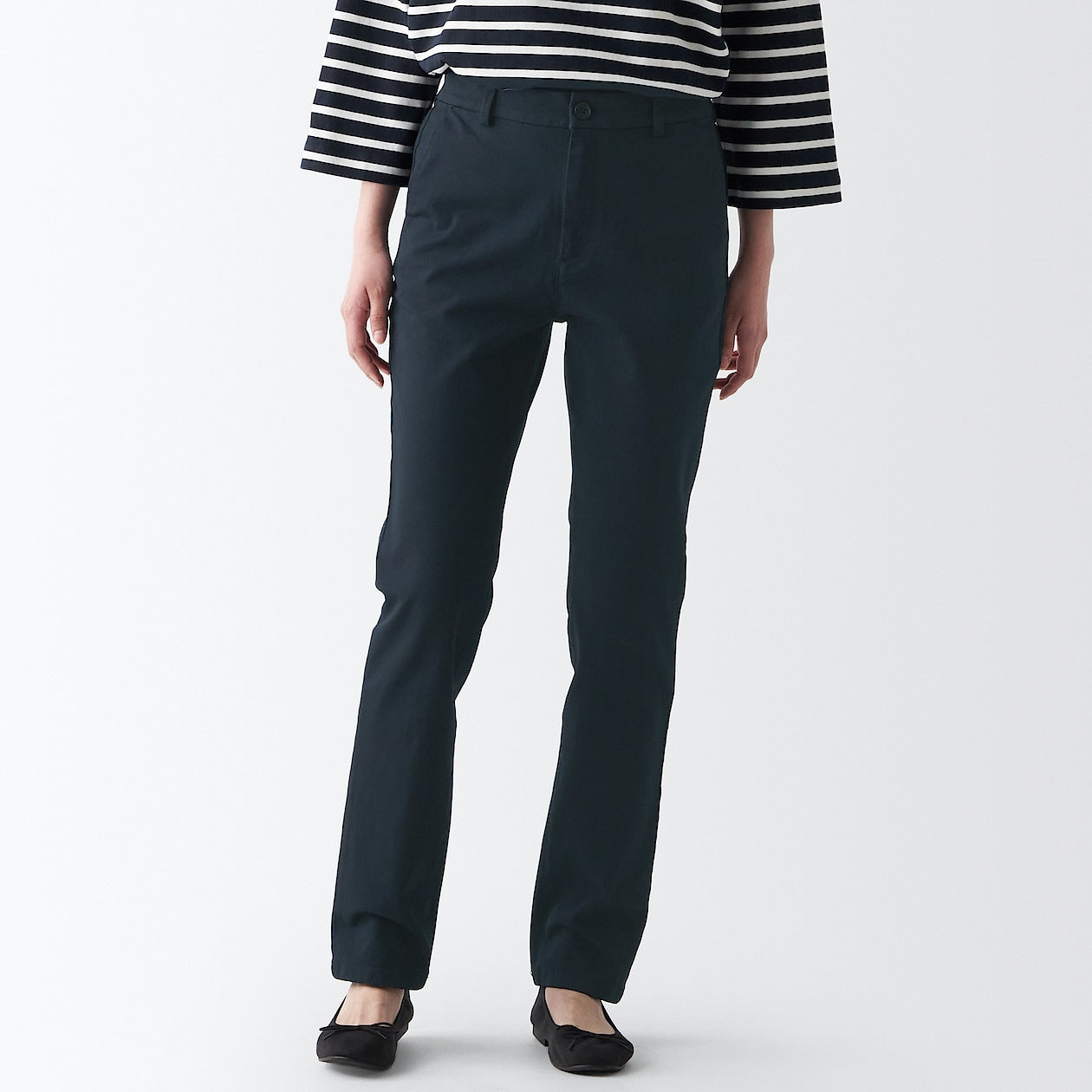 Women's 4-Way Stretch Chino Slim Tapered Pants (L 32inch / 80cm)