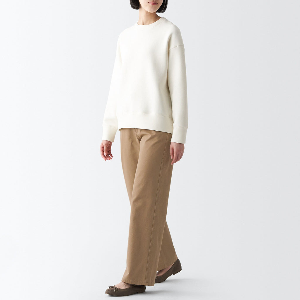 Women's 4-Way Stretch Chino Wide Straight Pants (L 32inch / 80cm)