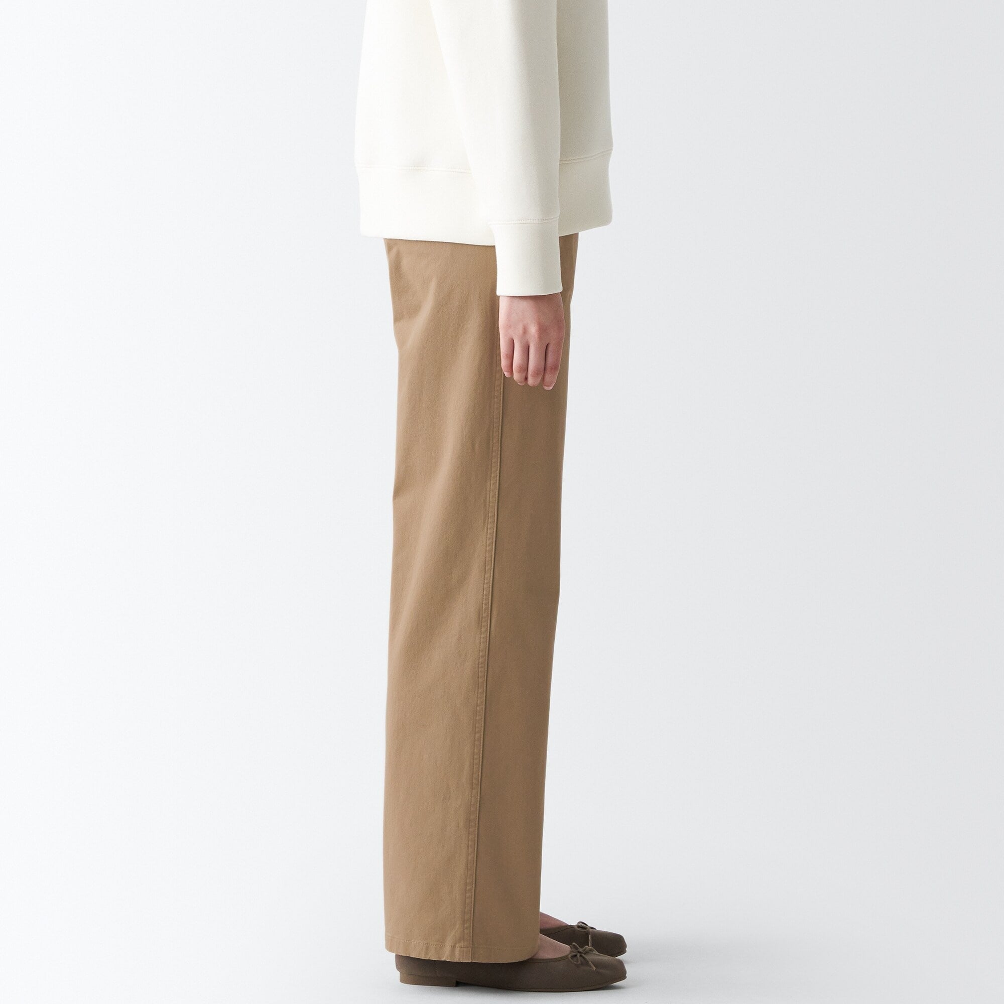 Women's 4-Way Stretch Chino Wide Straight Pants (L 32inch / 80cm)
