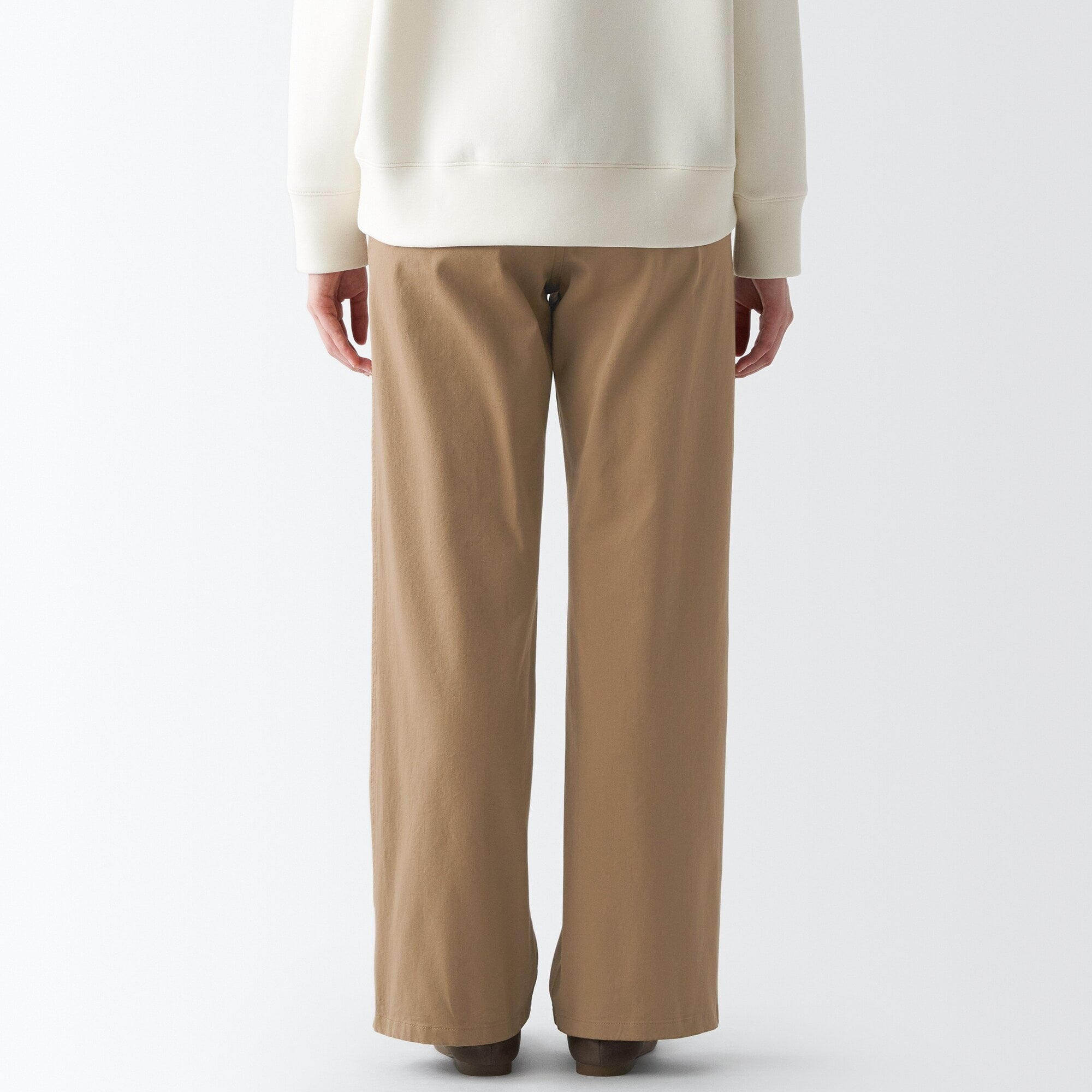 Women's 4-Way Stretch Chino Wide Straight Pants (L 32inch / 80cm)