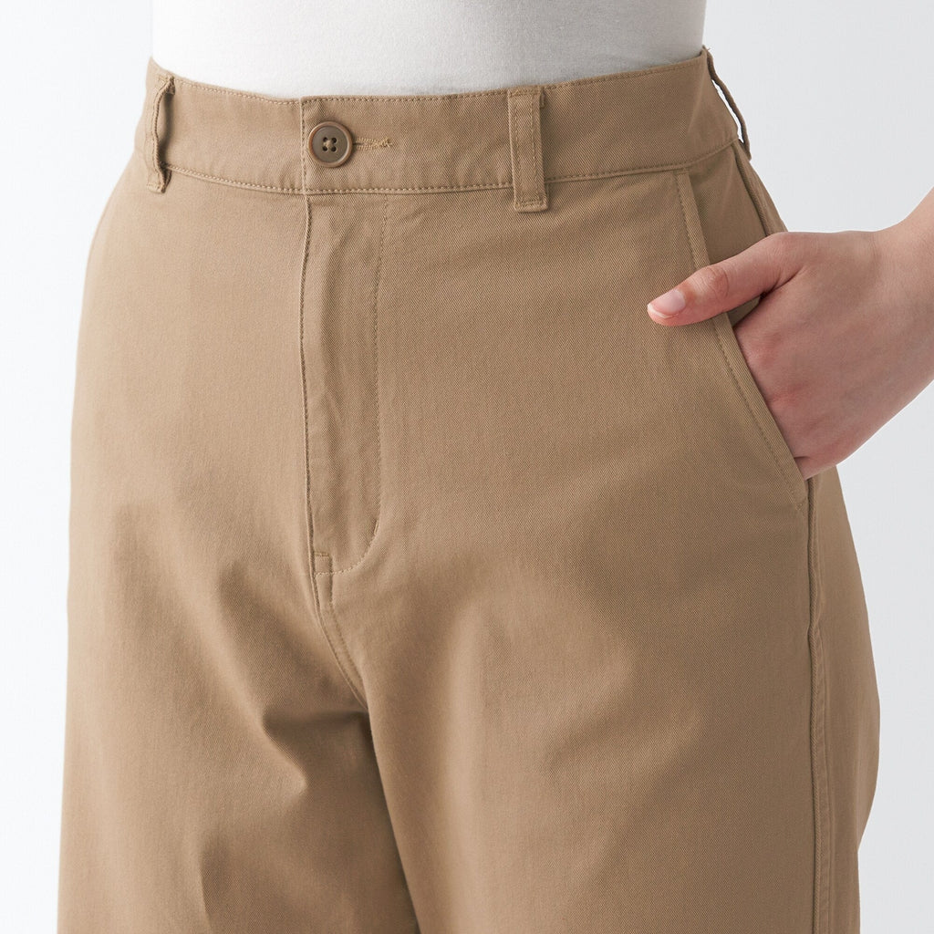 Women's 4-Way Stretch Chino Wide Straight Pants (L 32inch / 80cm)