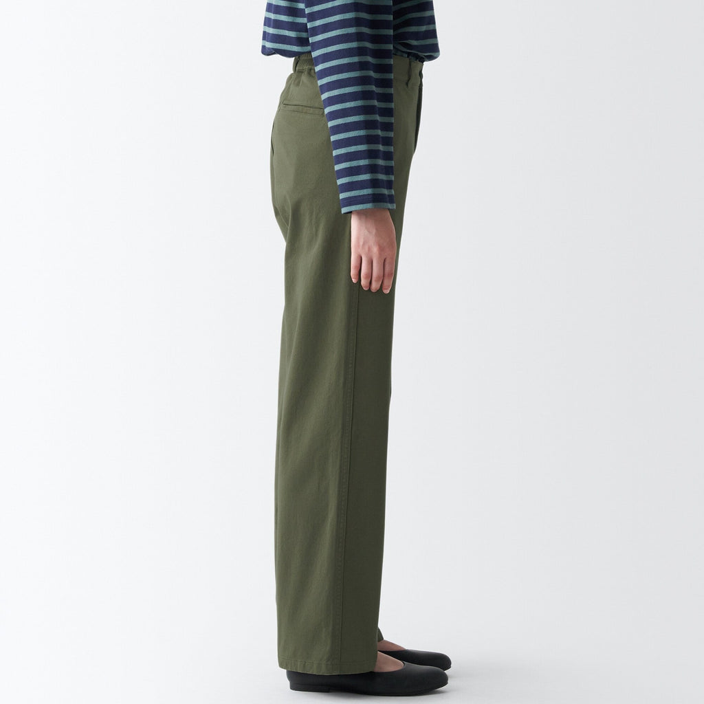 Women's 4-Way Stretch Chino Wide Straight Pants (L 32inch / 80cm)