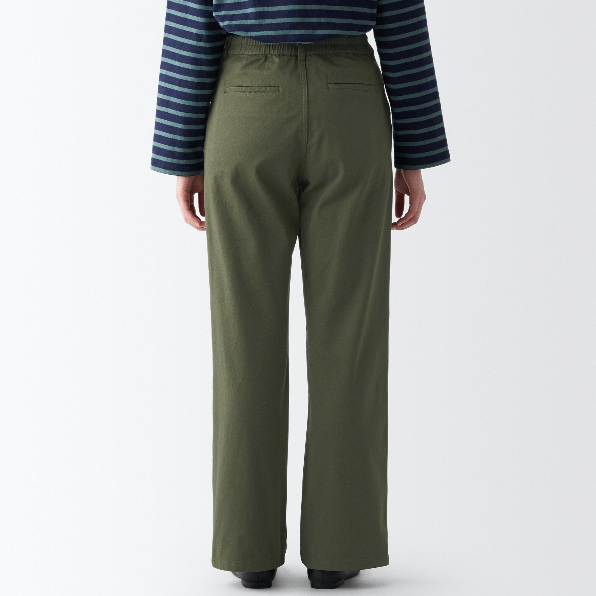 Women's 4-Way Stretch Chino Wide Straight Pants (L 32inch / 80cm)