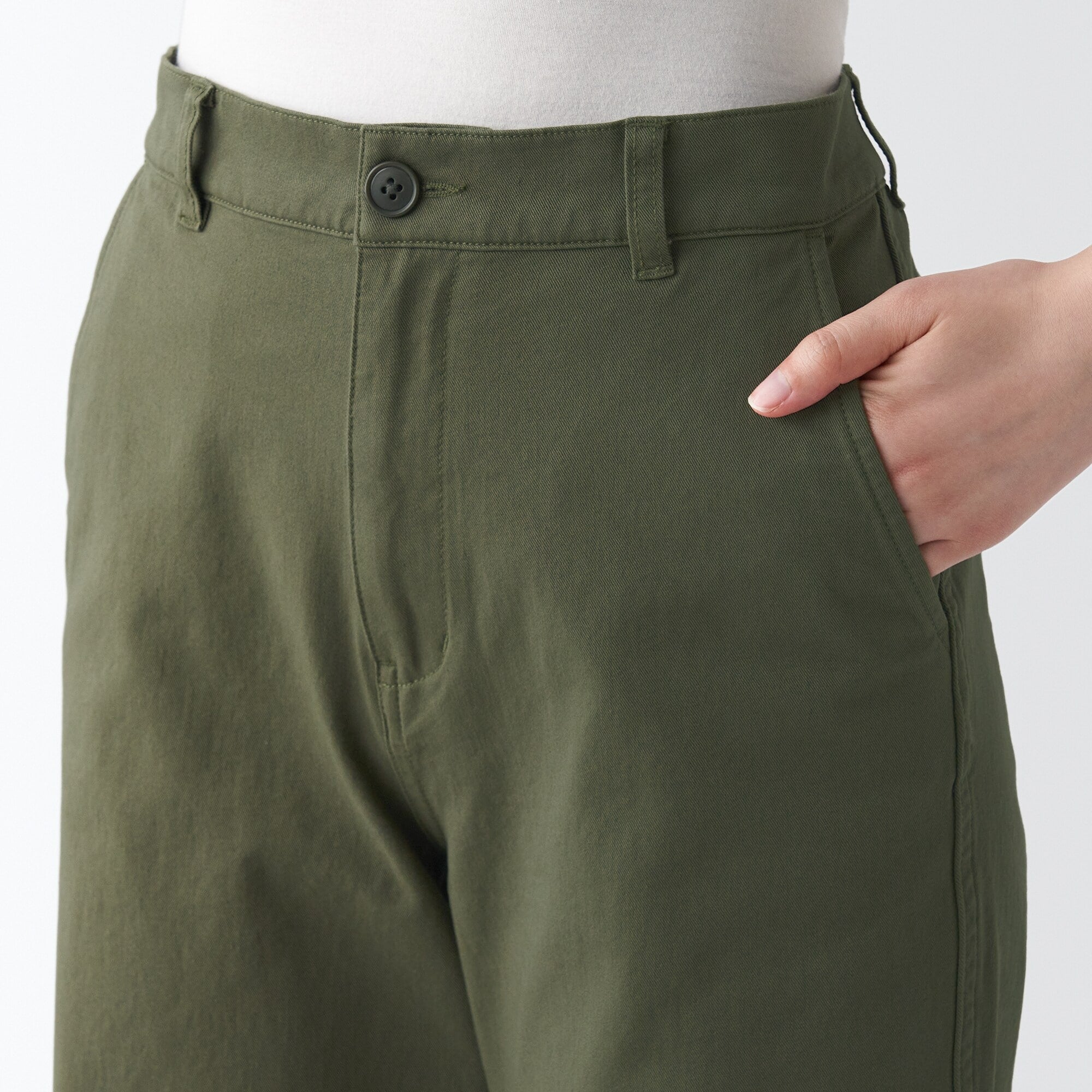 Women's 4-Way Stretch Chino Wide Straight Pants (L 32inch / 80cm)