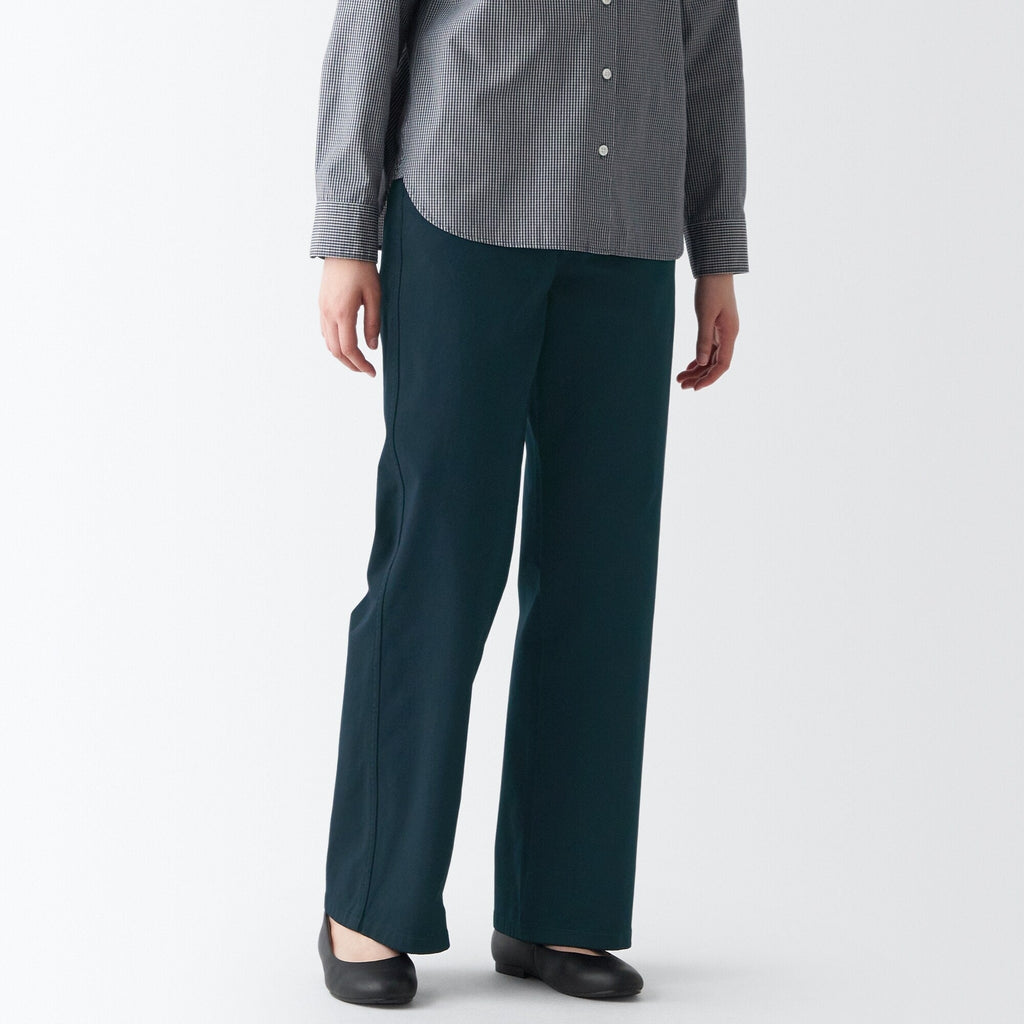 Women's 4-Way Stretch Chino Wide Straight Pants (L 32inch / 80cm)