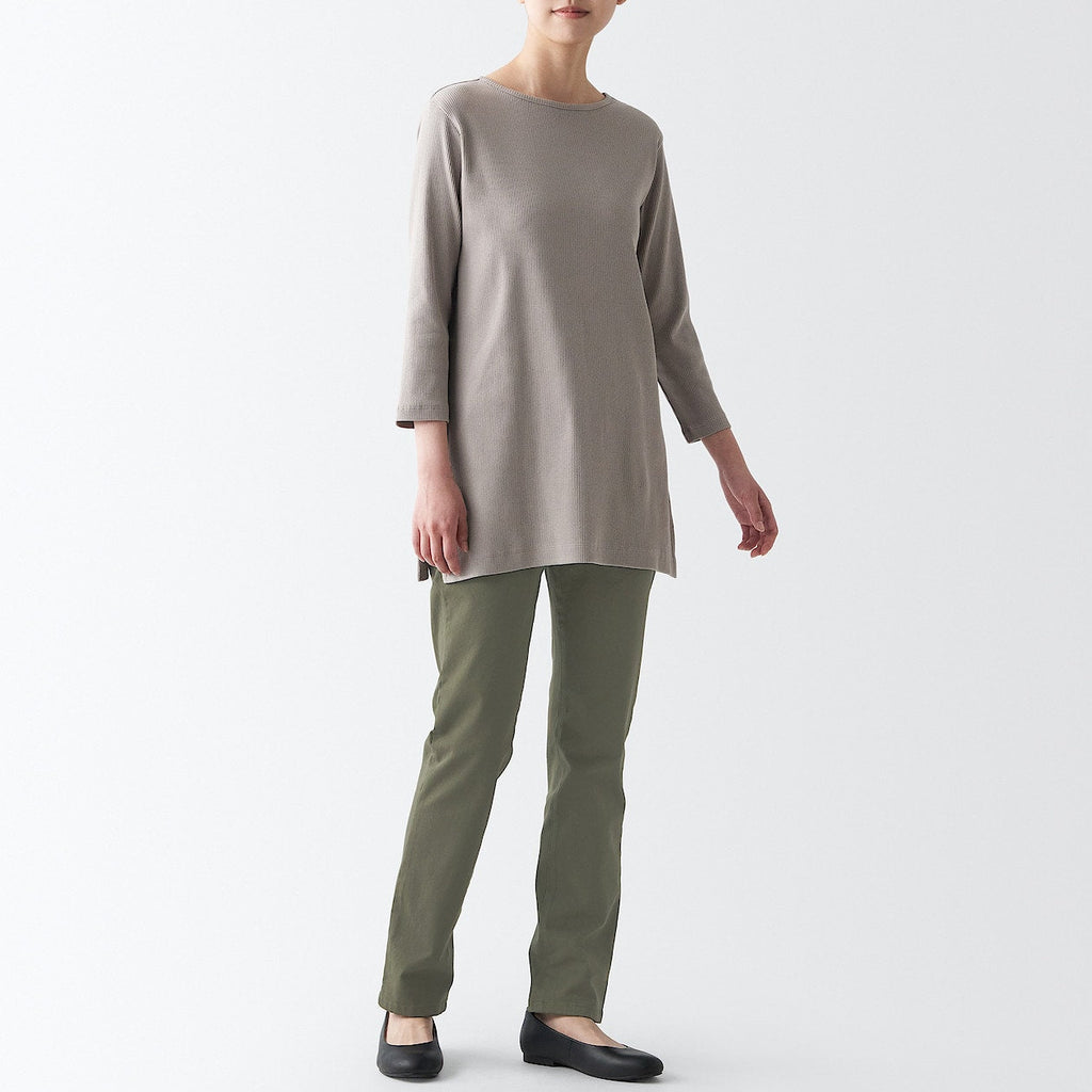 Women's 4-Way Stretch Chino Slim Tapered Pants (L 32inch / 80cm)