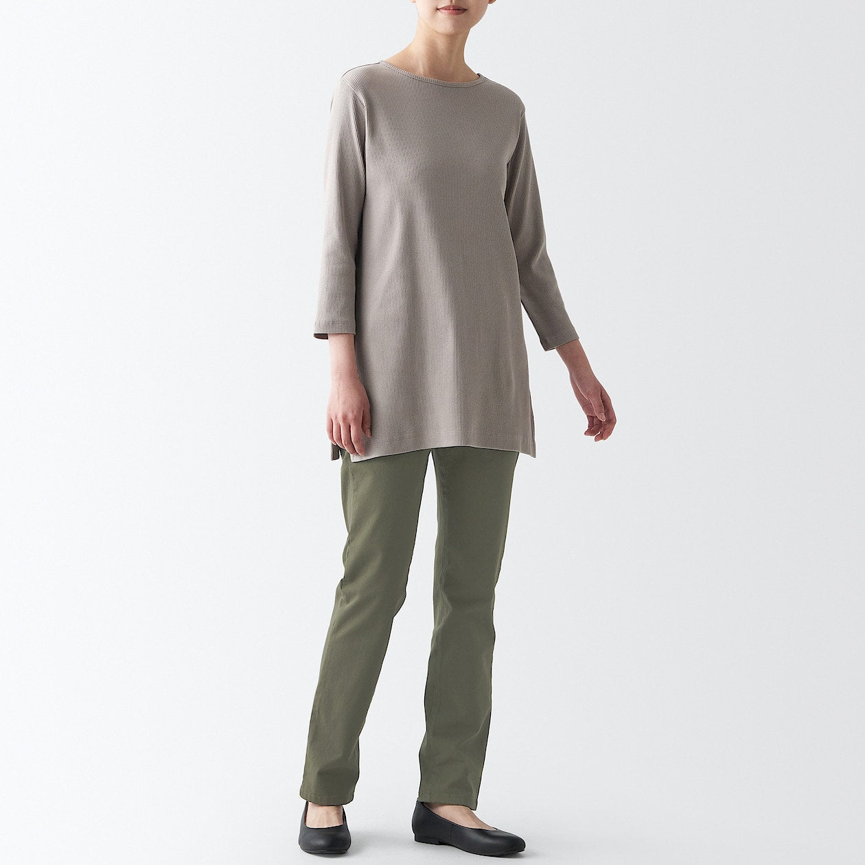Women's 4-Way Stretch Chino Slim Tapered Pants (L 32inch / 80cm)
