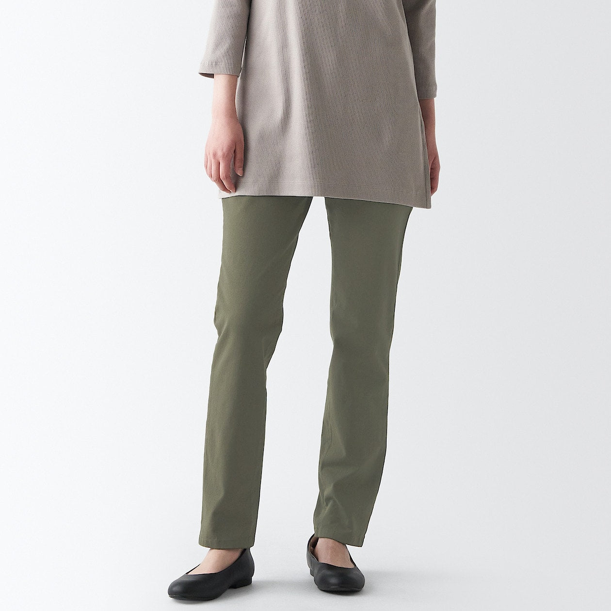 Women's 4-Way Stretch Chino Slim Tapered Pants (L 32inch / 80cm)