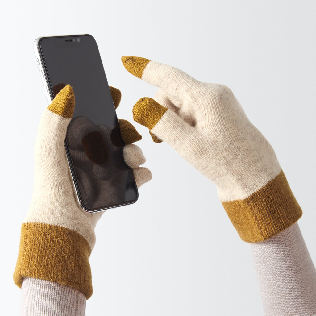 Wool Blend Touchscreen Bicolor Gloves