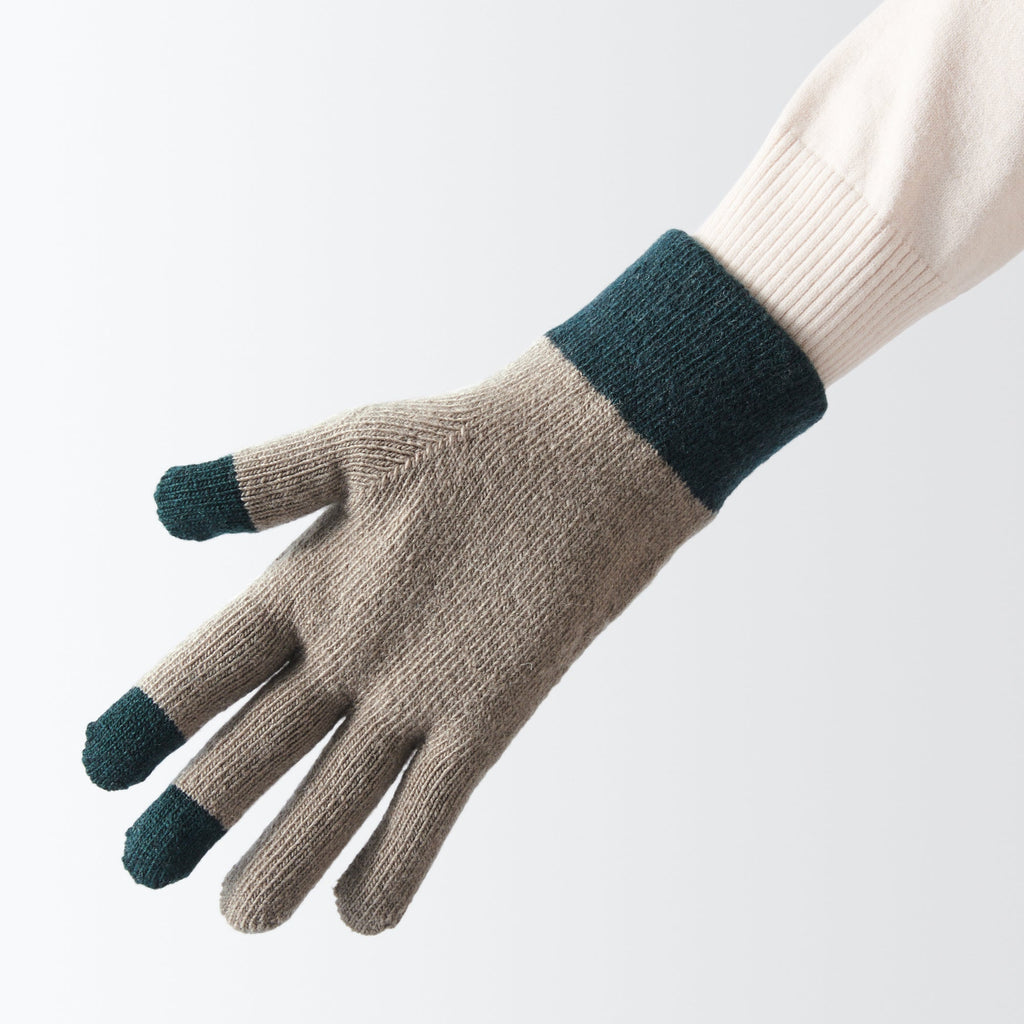 Wool Blend Touchscreen Bicolor Gloves