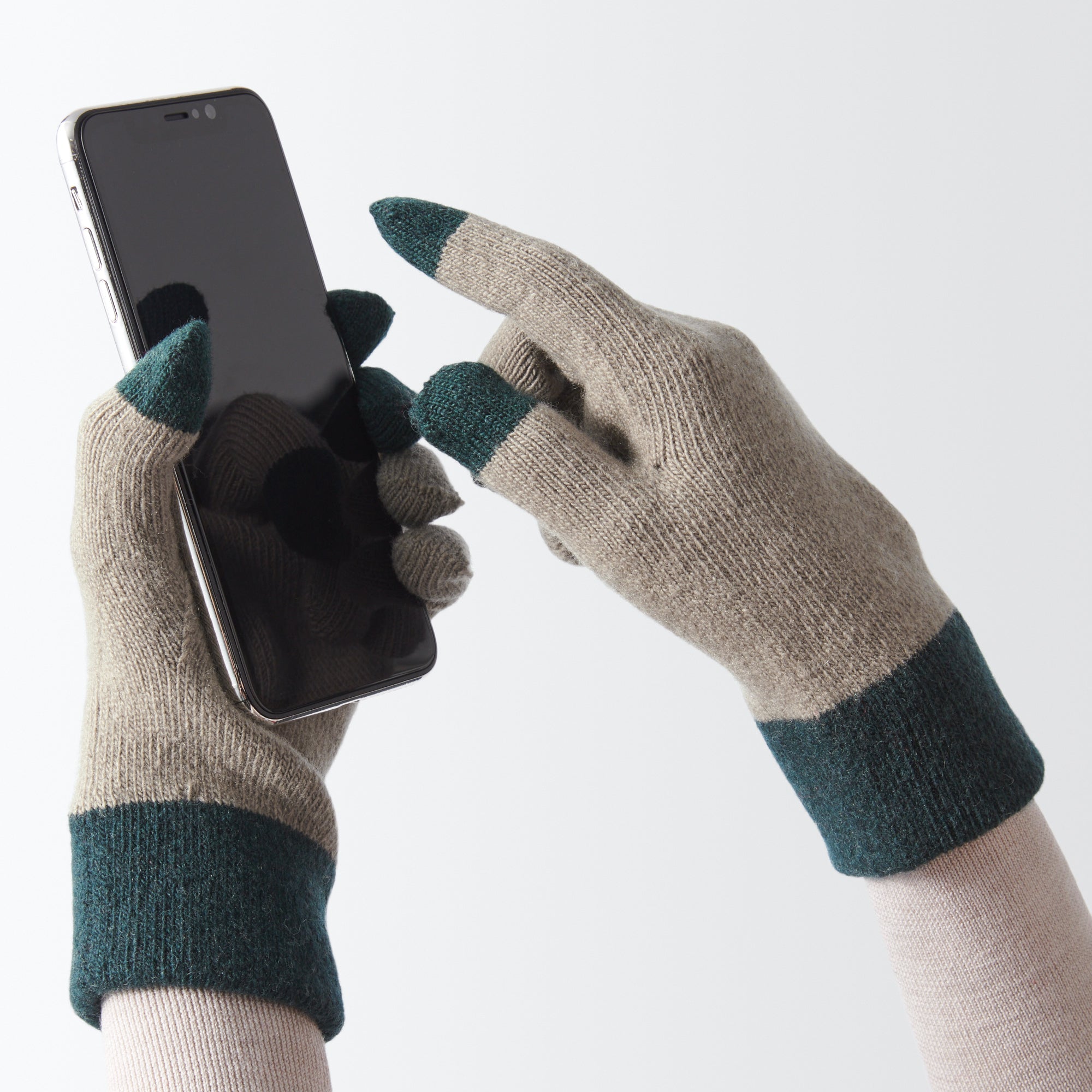 Wool Blend Touchscreen Bicolor Gloves