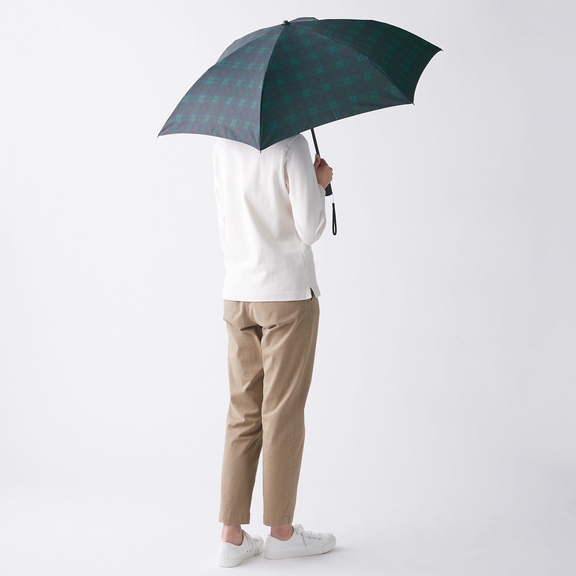 2 Way Foldable Umbrella - Dark Green Check Secondary image