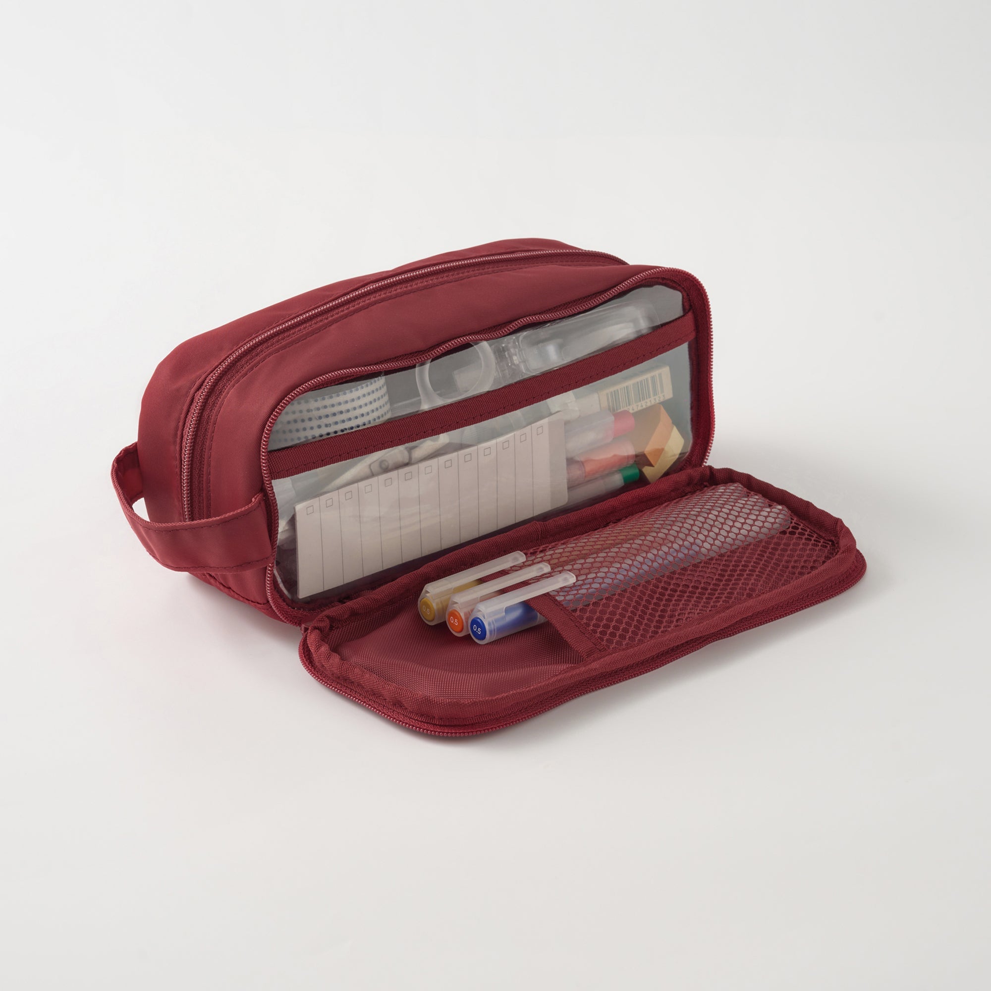 Nylon Pen Case with Window - Red