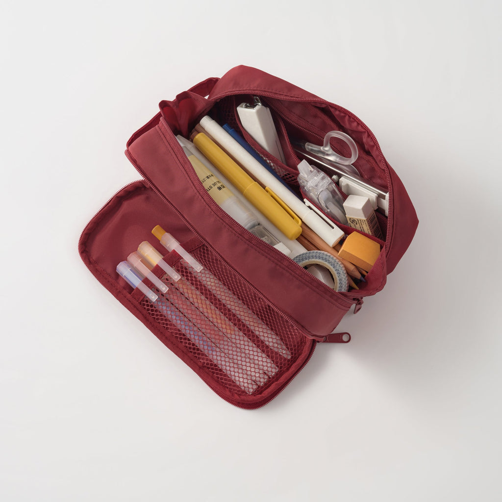 Nylon Pen Case with Window - Red