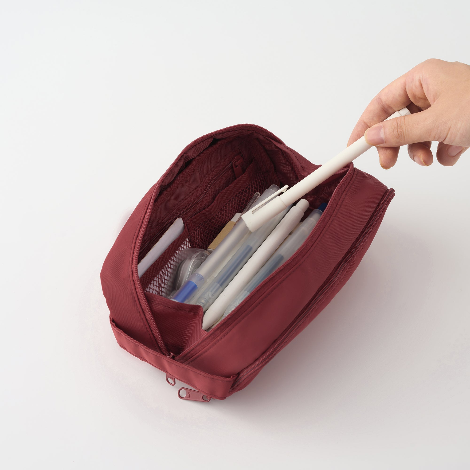 Nylon Pen Case with Window - Red