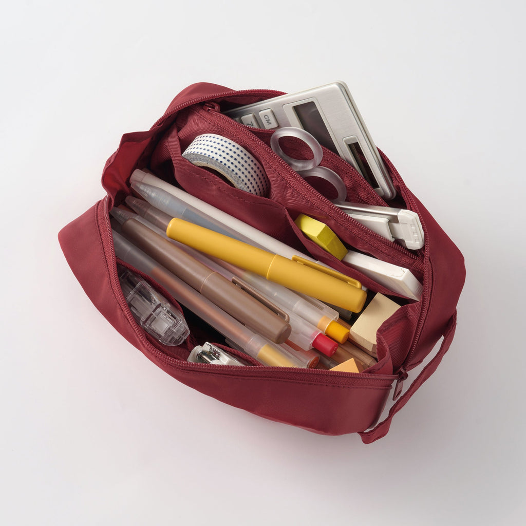 Nylon Pen Case with Handle - Red