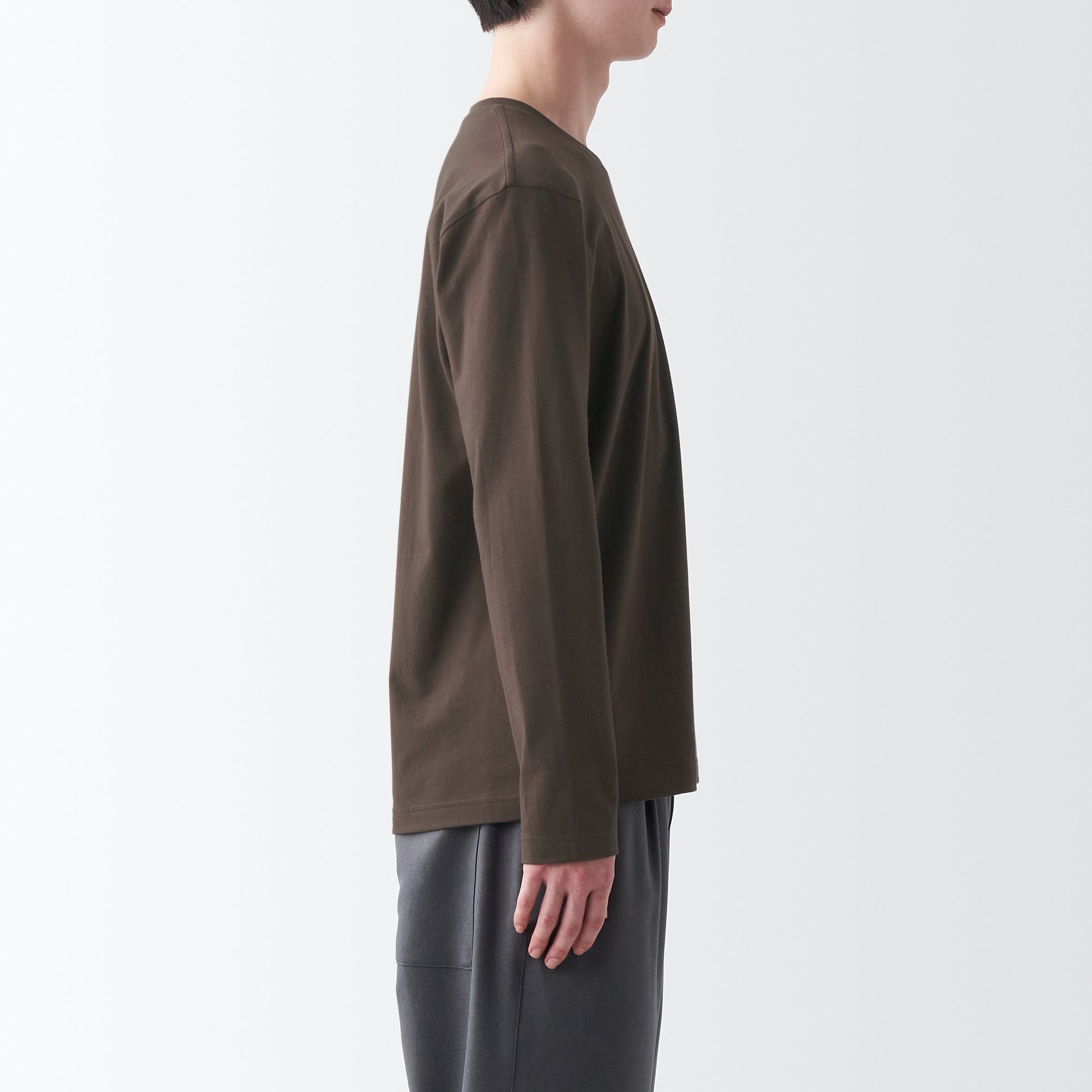 Men's Washed Jersey Crew Neck Long Sleeve T-Shirt