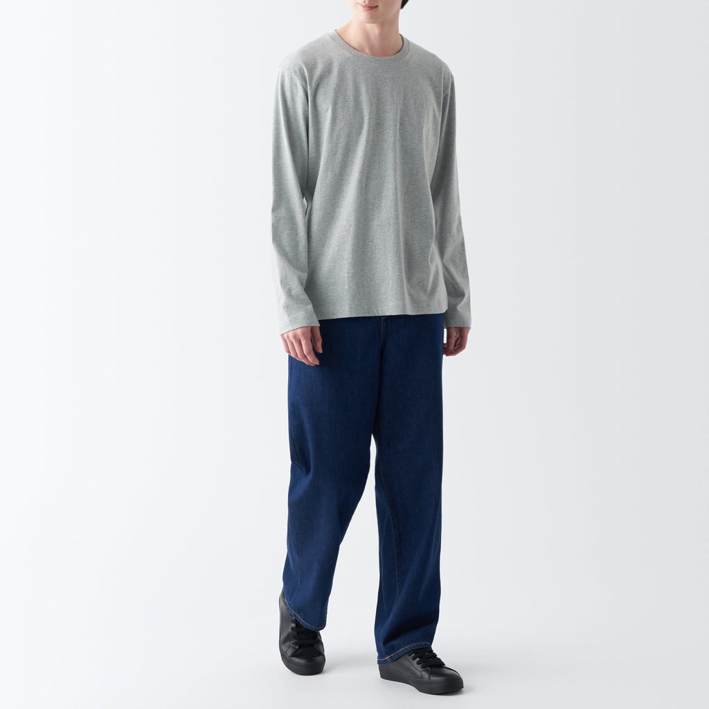 Men's Washed Jersey Crew Neck Long Sleeve T-Shirt
