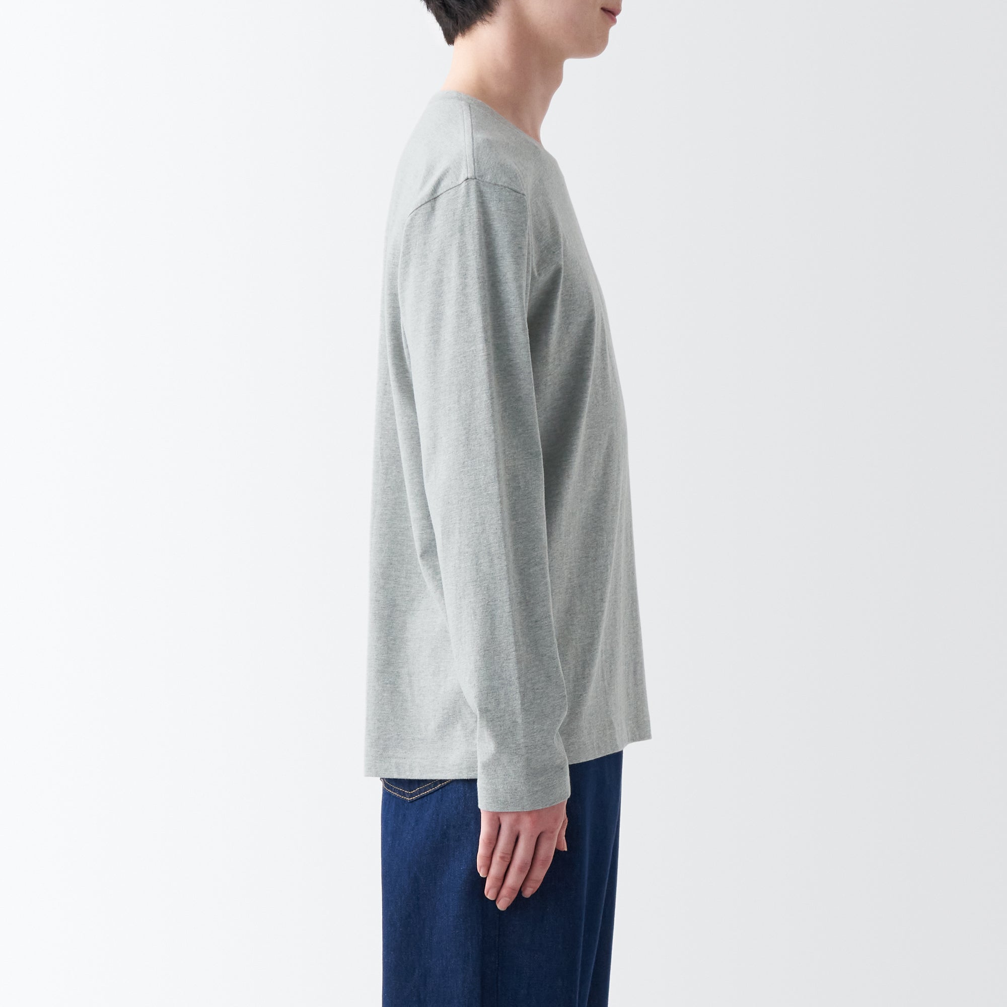 Men's Washed Jersey Crew Neck Long Sleeve T-Shirt