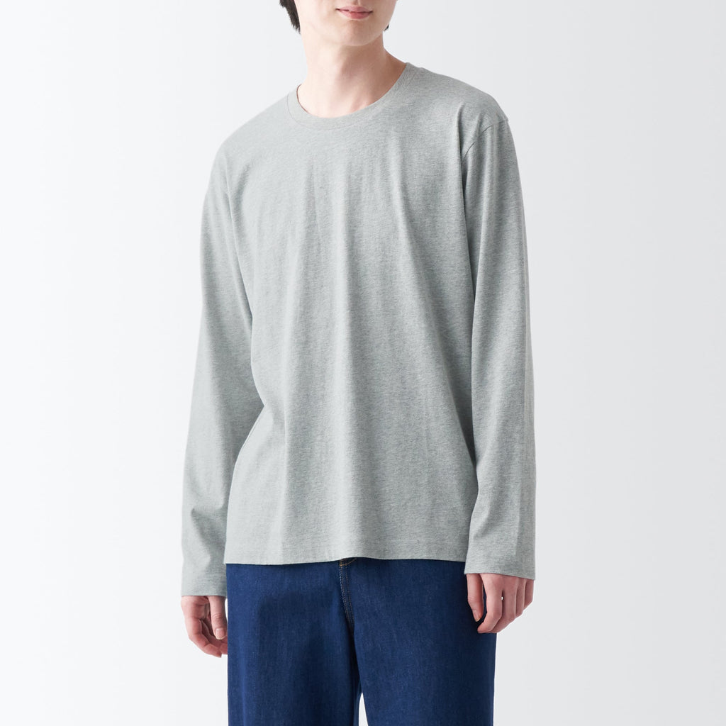 Men's Washed Jersey Crew Neck Long Sleeve T-Shirt