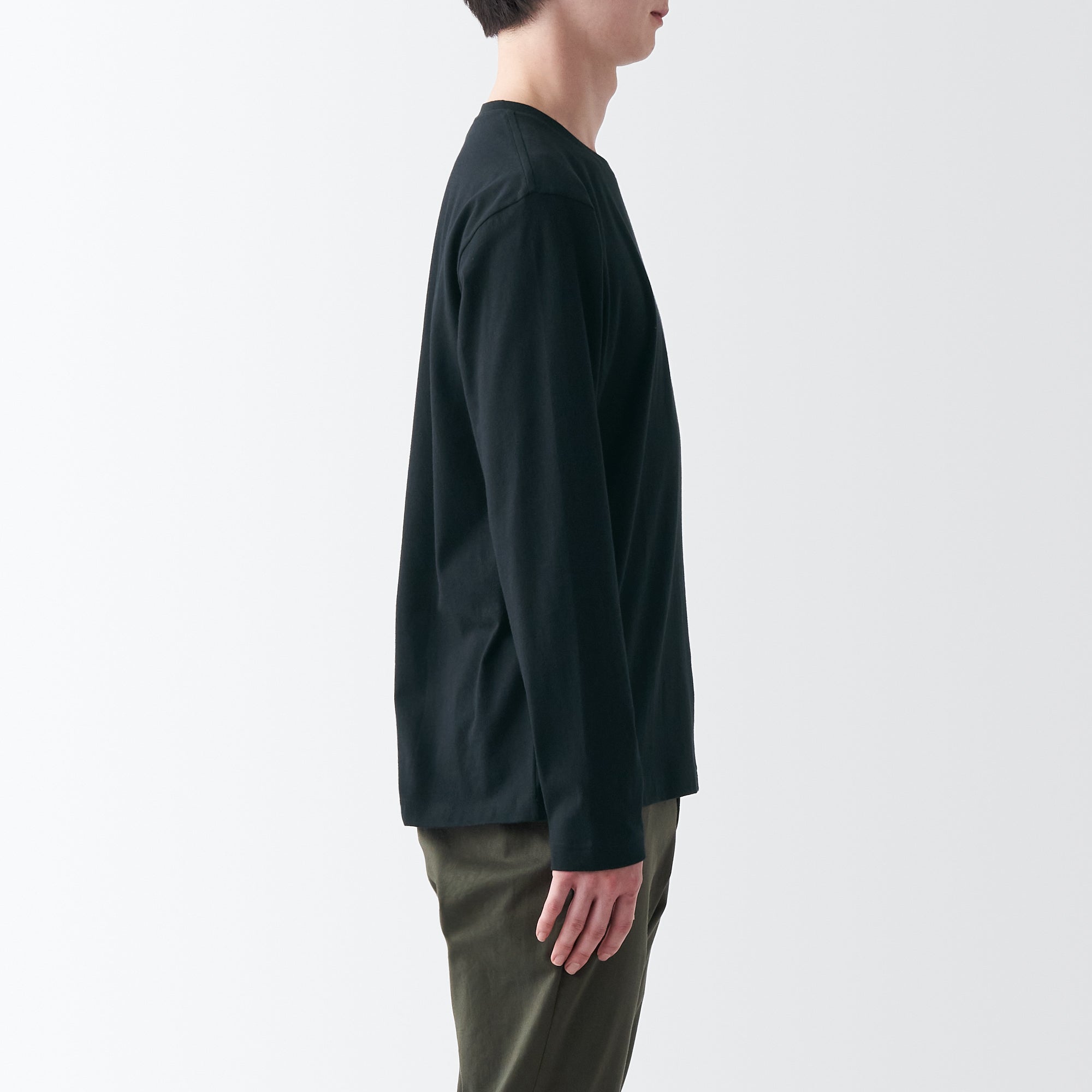 Men's Washed Jersey Crew Neck Long Sleeve T-Shirt