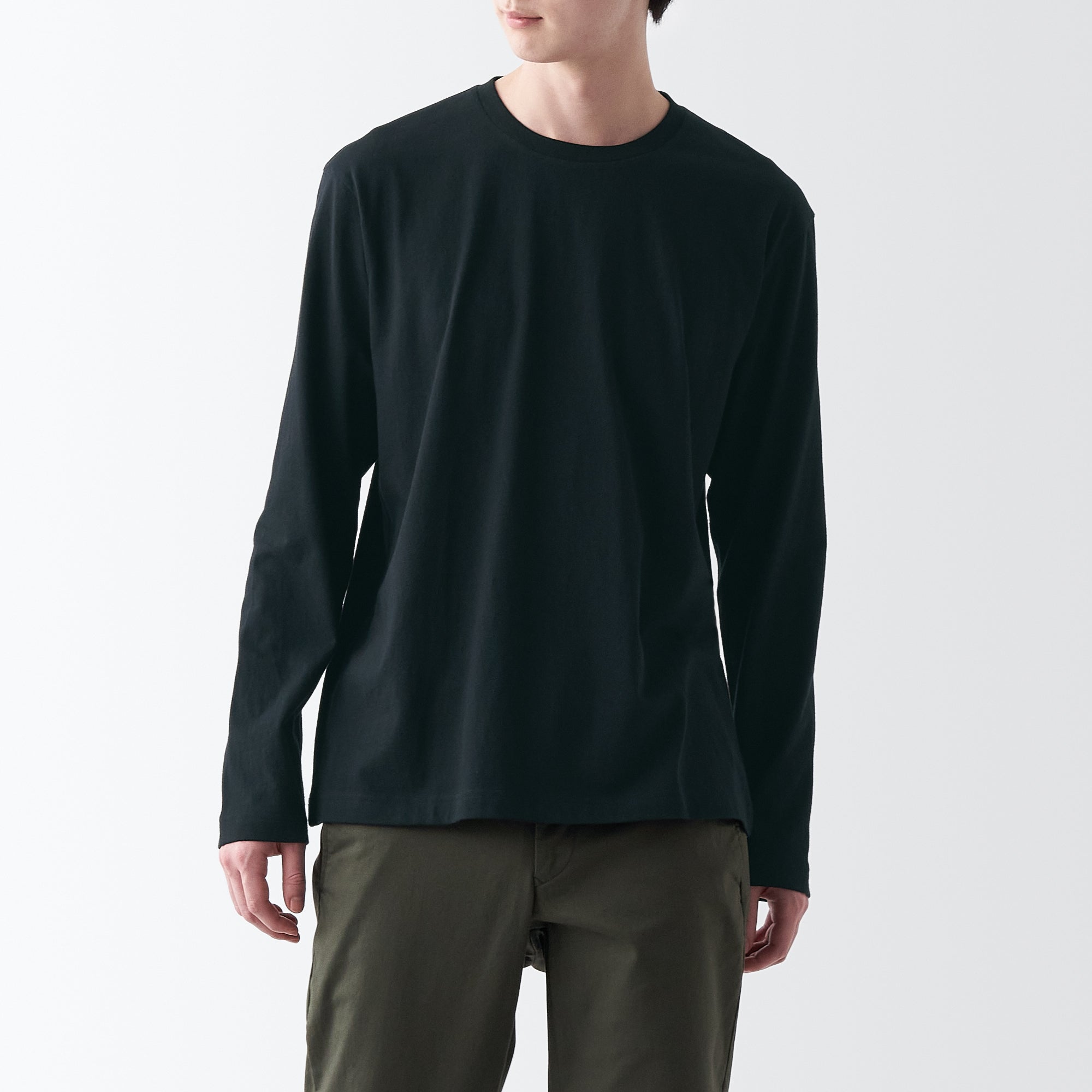 Men's Washed Jersey Crew Neck Long Sleeve T-Shirt